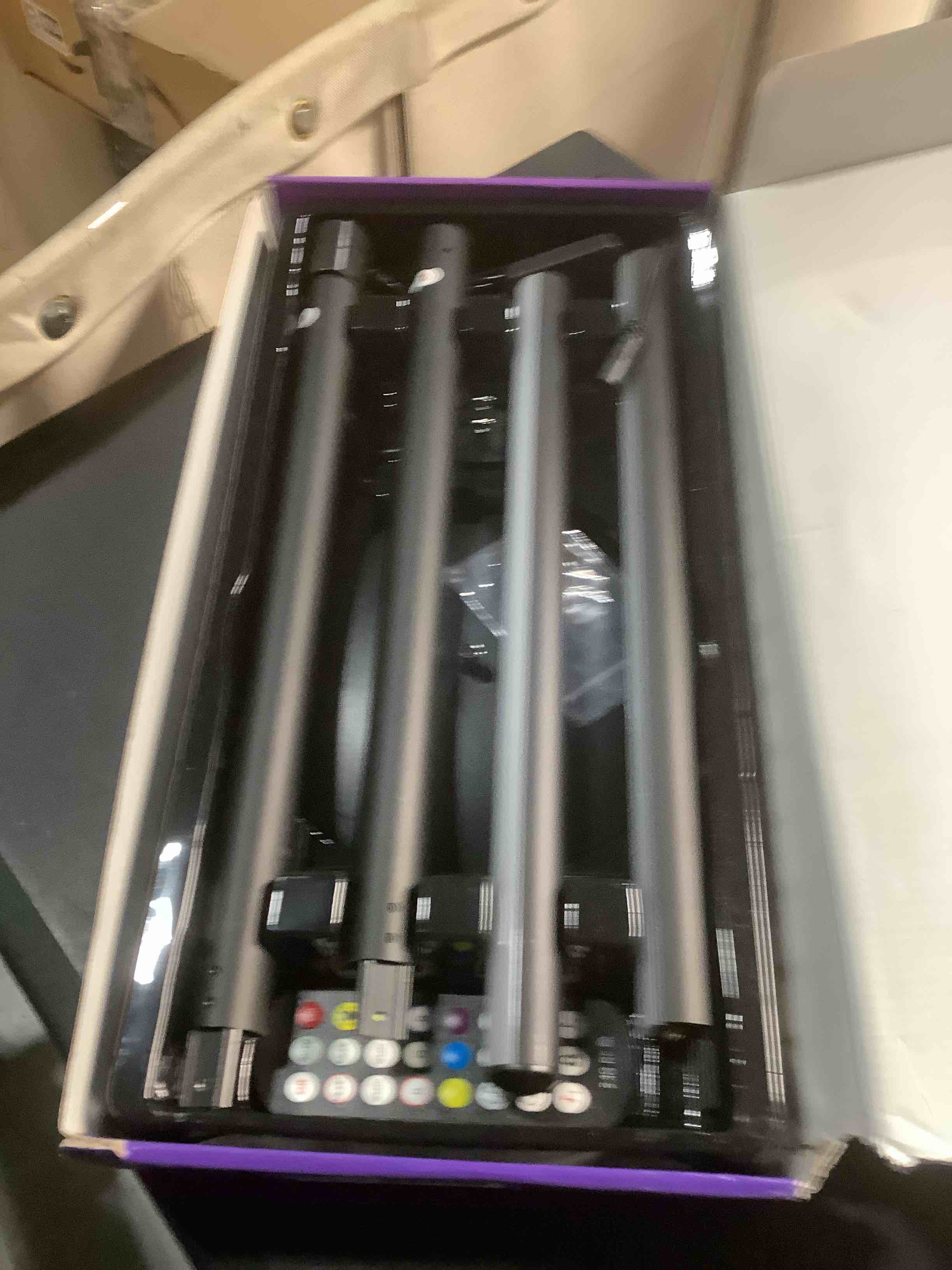 Condition photo showing Good Condition for RGB LED Corner Floor Lamp with Music Sync and 16 Million DIY Colors, Color Changing Modern Smart Standing Lamp with APP and Remote Control, Ambient Light for Christmas, Bedroom, Living Room Black