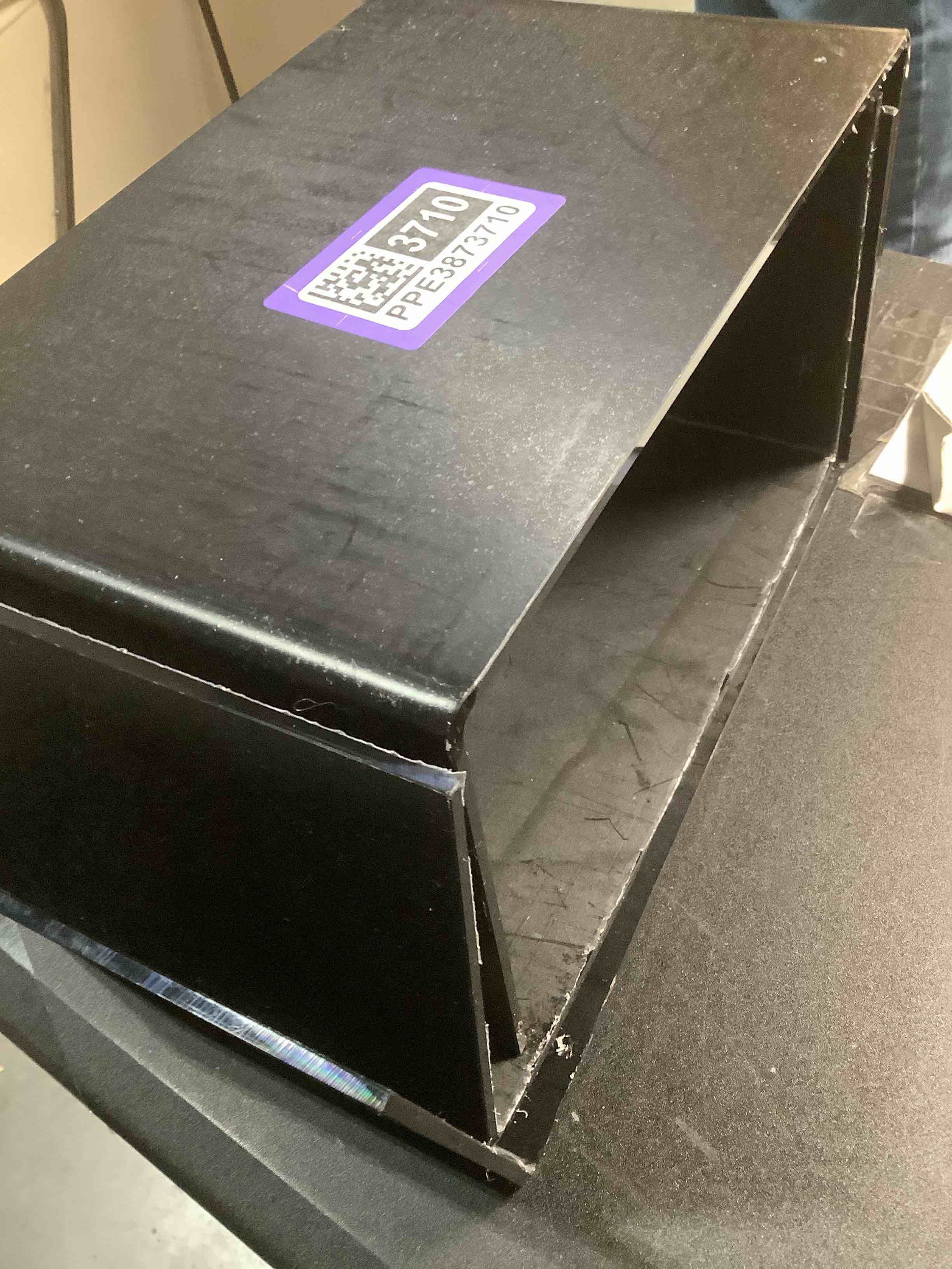 Condition photo showing Good Condition for SET OF 3 RattanView 2 Pcs 12 Inch Large Acrylic Risers Display Stands 5 mm Thick Acrylic Shelf Riser Showcase for Collectibles Jewelry Cupcakes Food Figures Perfume Cabinet (Black) 12 Inch, 5 mm Black