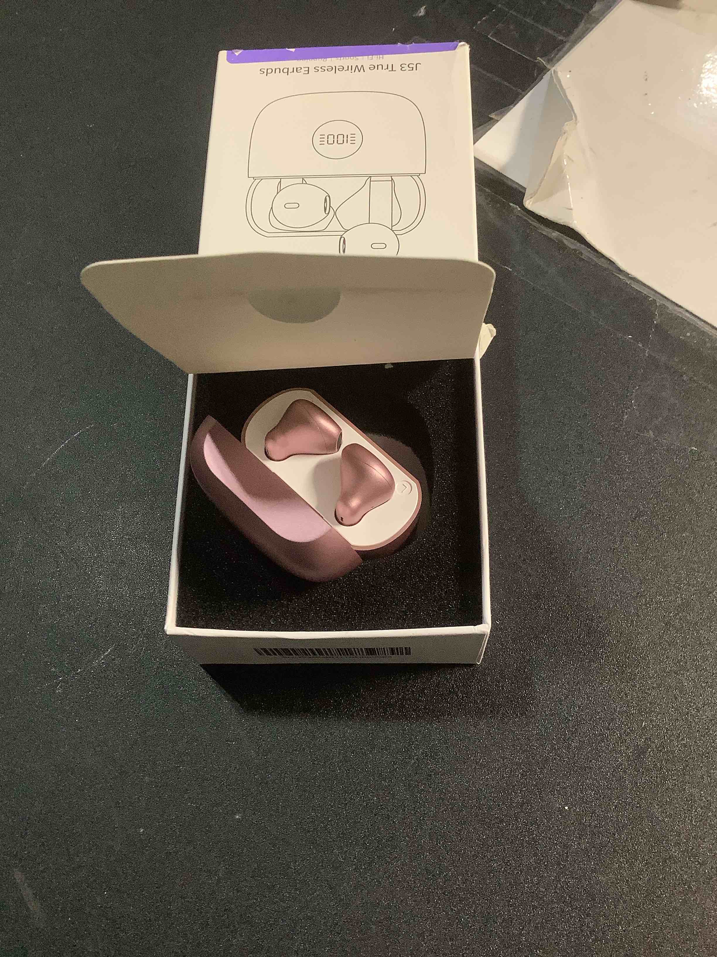 Condition photo showing Good Condition for Wireless Earbuds, Bluetooth 5.4 Ear Buds LED Power Display Headphones Bass Stereo, Bluetooth Earbuds in-Ear Noise Cancelling Mic, 40H Playback Mini Case IP7 Waterproof Sports Earphones for Android iOS Rose Gold