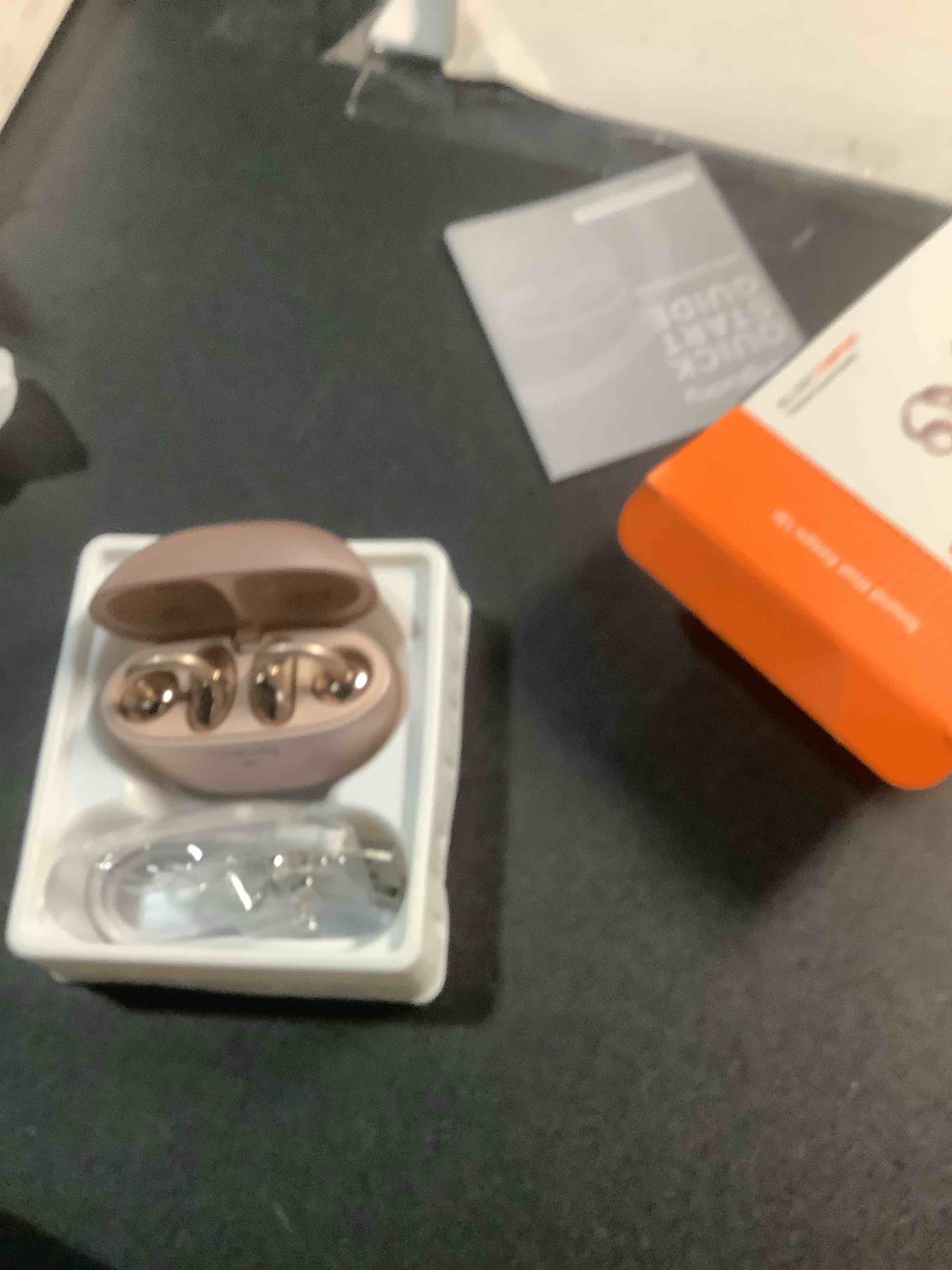 Condition photo showing Good Condition for Kinglucky ClipFree Open-Ear Headphones with Butterfly Earrings, Ultra-Comfort & Snug Fit Clip On Earbuds, 50H Playtime Bluetooth 6.0 Wireless Headphones for Women Gifts, Sports & Workouts (Rose Gold)