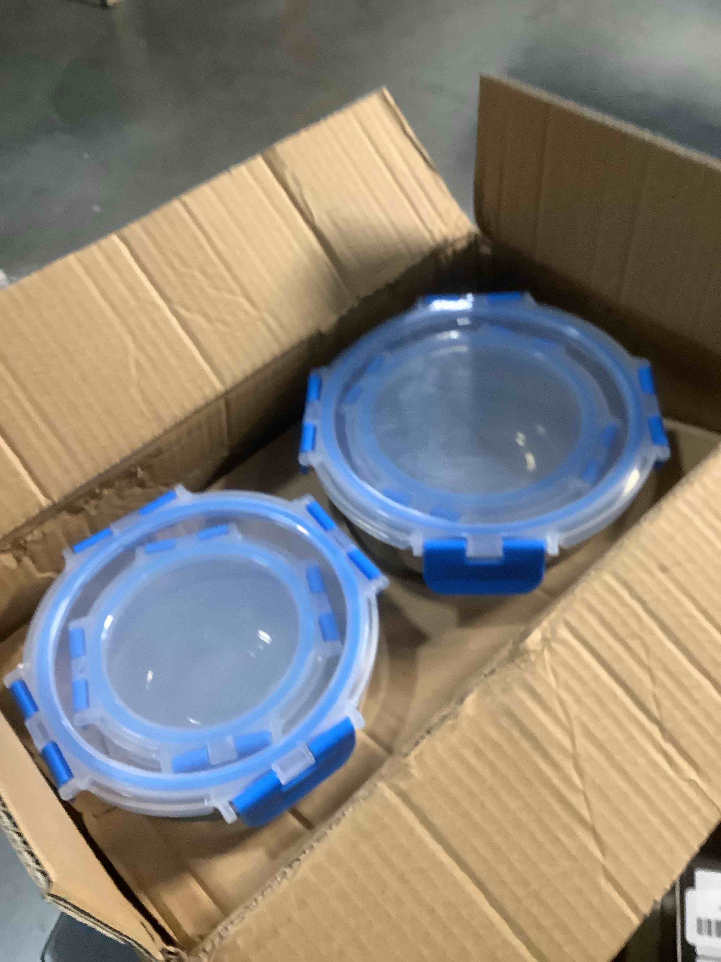 Condition photo showing Good Condition for KOMUEE 24 Pieces Glass Food Storage Containers Set,Glass Meal Prep Containers-Stackable Airtight Glass Storage Containers with lids,Freezer, Microwave, Oven Safe,Blue