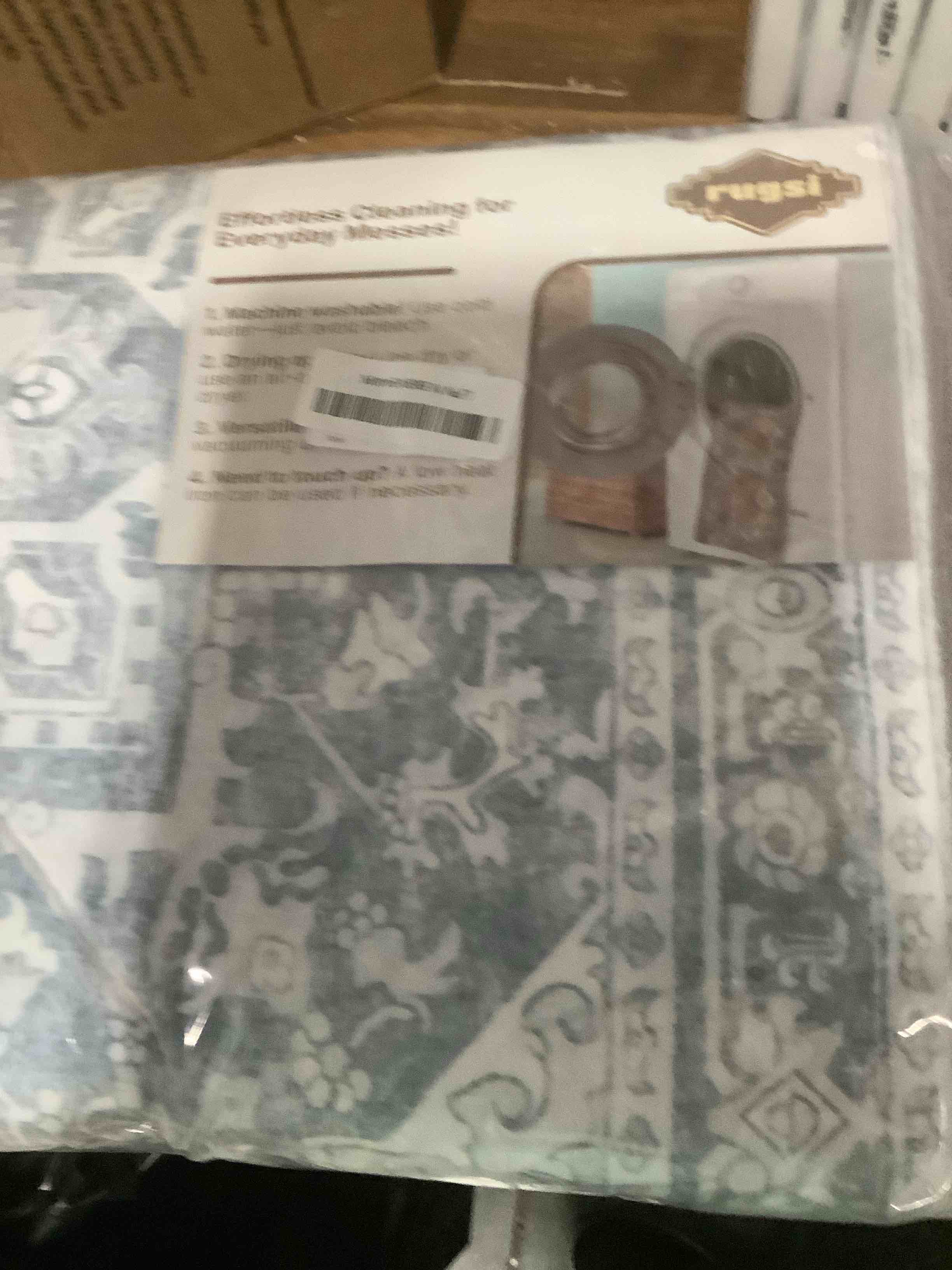 Condition photo showing Good Condition for COLOR IS BLUISH GRAY Washable Area Rug 5x8 | Non Slip Area Rug for Living Room, Bedrooms, Dining Room | Ultra-Soft Flannel Carpet Area with Rubber Backing (Black Cream, 5x8) Black Cream 5' x 8' (Rectangular)