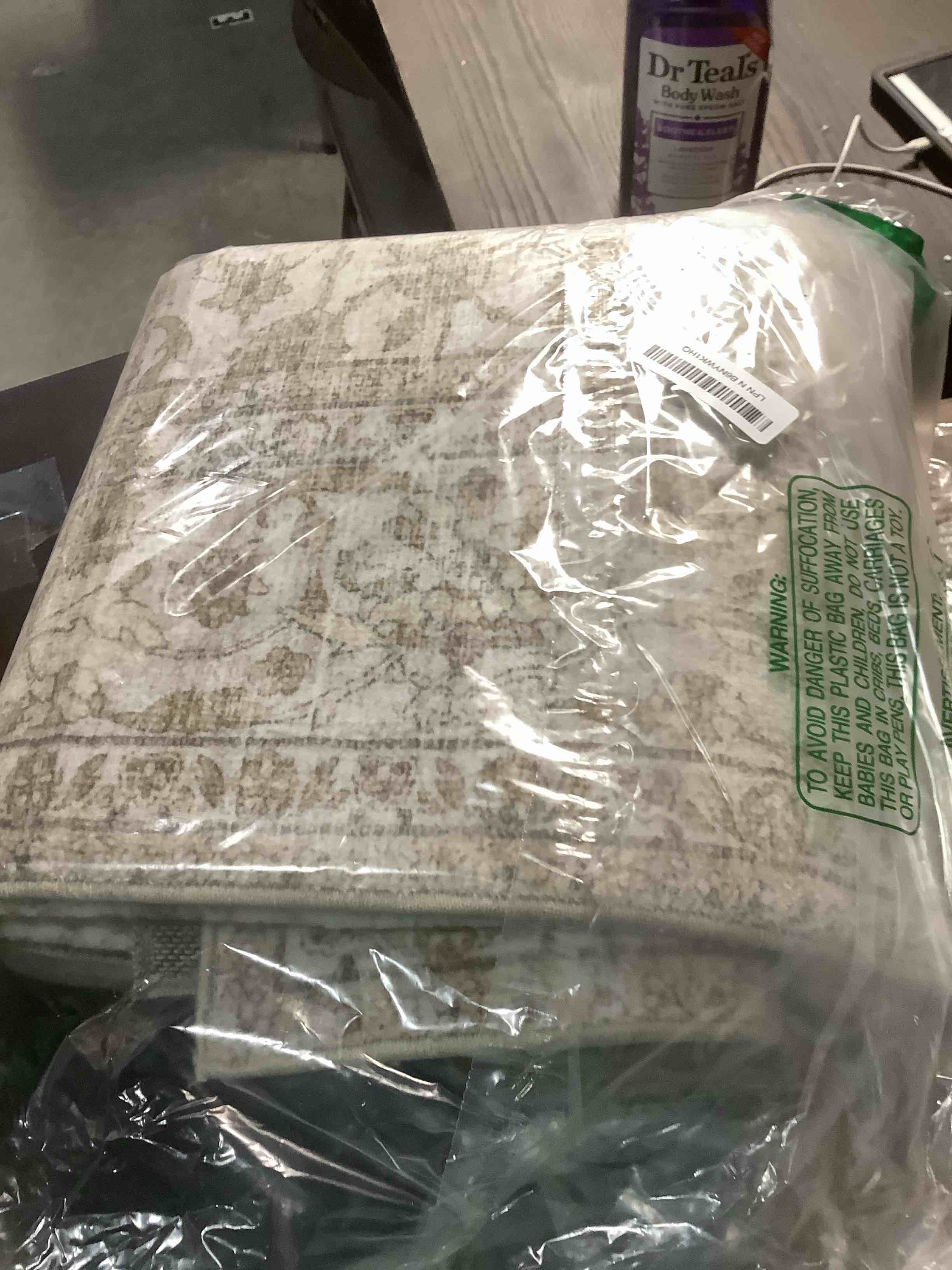 Condition photo showing Good Condition for Machine Washable Throw Rugs for Entryway: Door Mat Indoor Entrance 4x6 Rug Small Area Rug Non Slip Low Pile Soft Kitchen Rugs for Front Door Indoor Entrance Entry Kids Room 4' x 6' (Rectangular) Beige and Brown