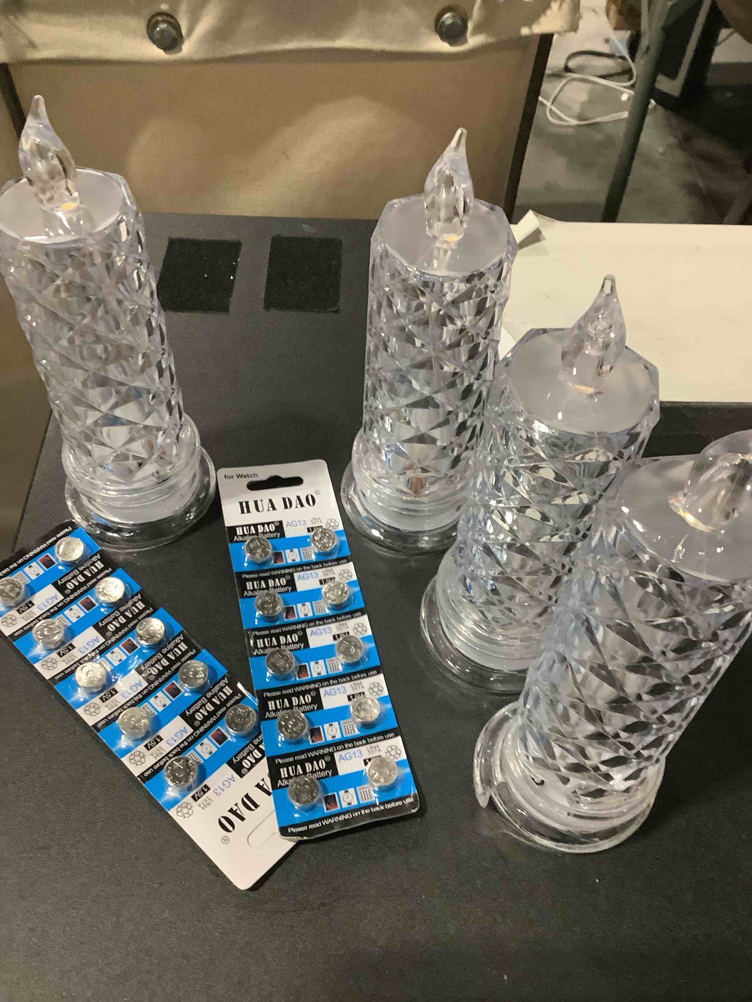 Condition photo showing As Is for Rose Shadow LED Flameless Candles, 4PCS Romantic Battery Operated Candles Led Pillar Candles for Valentines Proposal Anniversary Wedding Christmas Decorations(White, D 2.5" x H 7.2") White Rose_4PCS