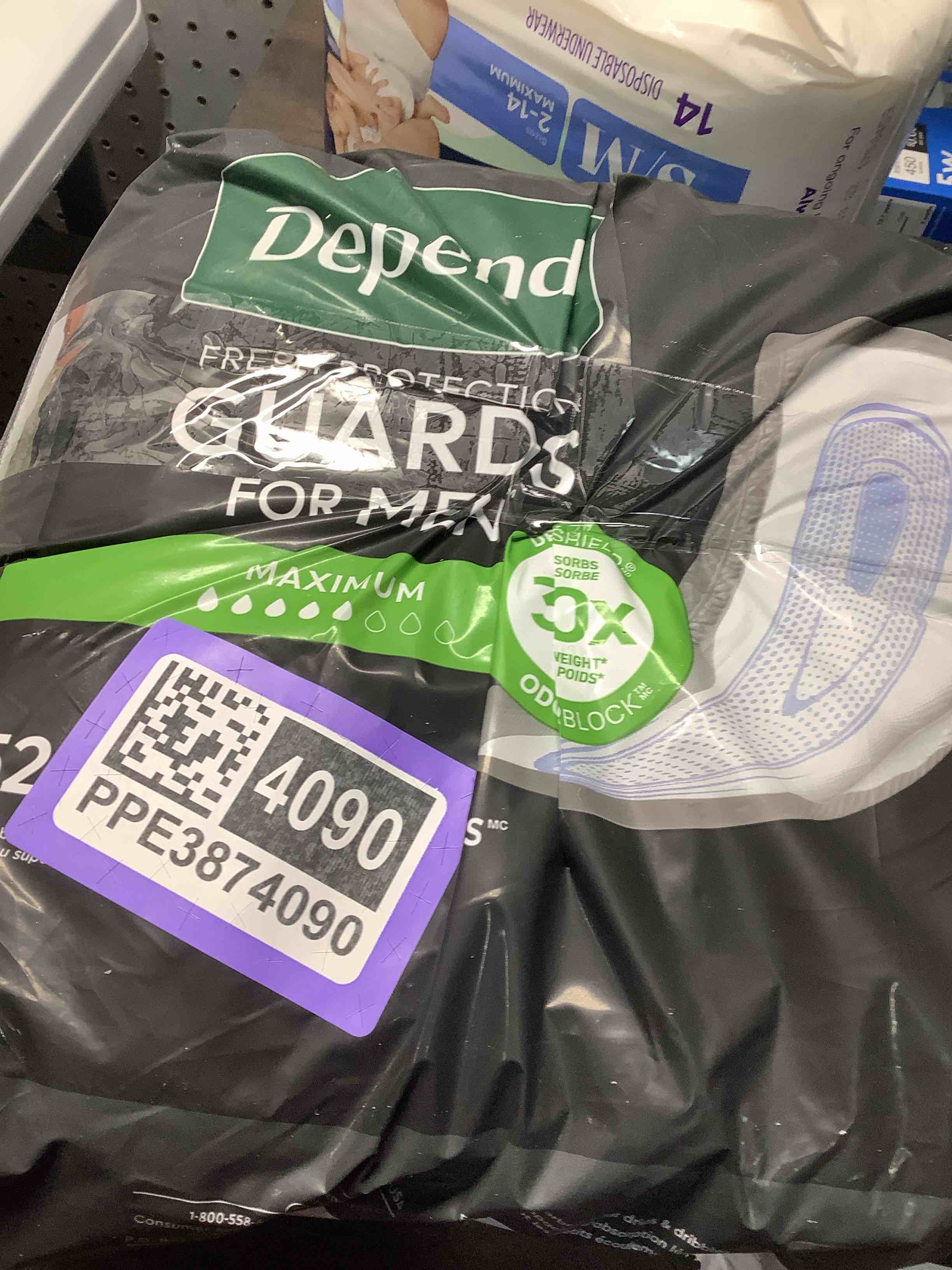 Condition photo showing As Is for Depend Guards Incontinence Pads for Men, Maximum Absorbency, Packaging May Vary