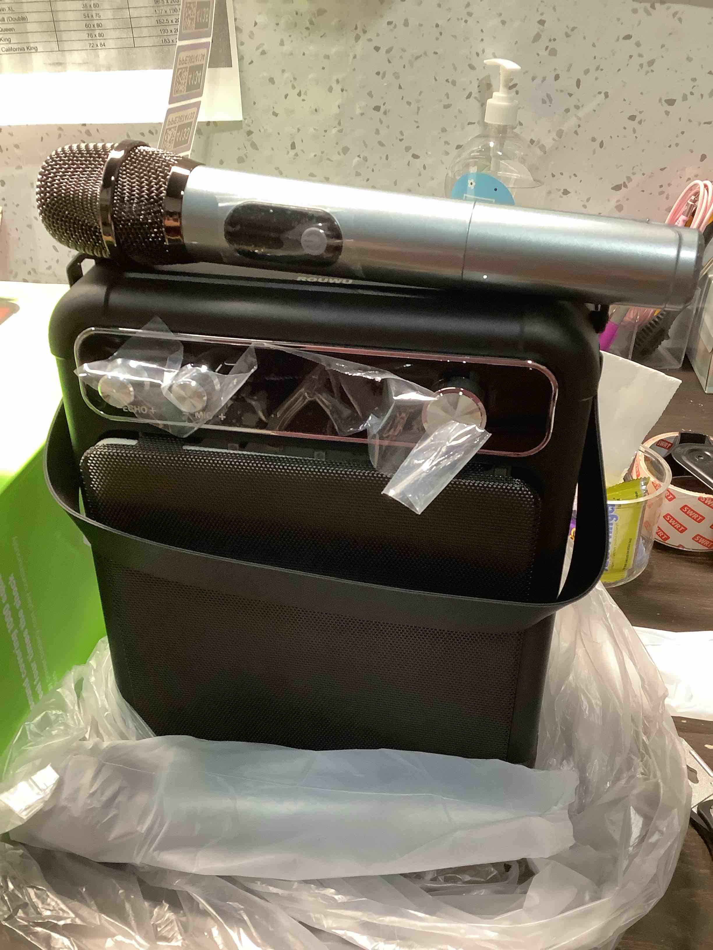 Condition photo showing Good Condition for Karaoke Machine,Karaoke Machine for Adults,Bluetooth Speaker with 2 Wireless Karaoke Microphones for Adults & Kids with LED Lights,Karaoke Microphone with PA System Supports TF Card/USB/FM/AUX/TWS