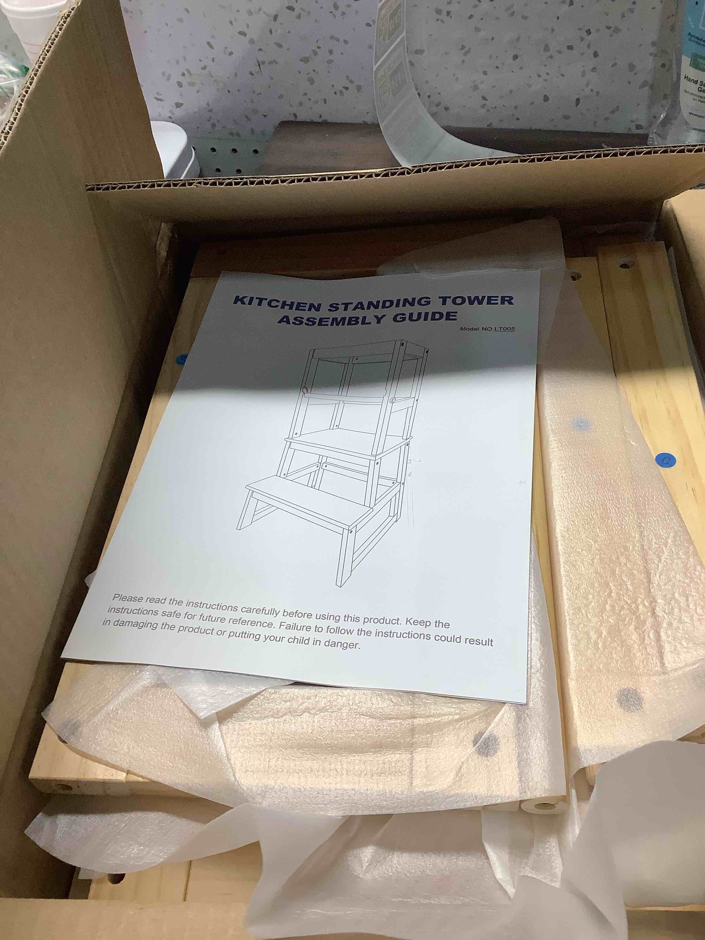 Condition photo showing Good Condition for Kitchen Step Stool for Kids with Safety Rail,Toddler Standing Tower for Kitchen Counter, Baby Montessori Stool,Solid Wood Construction,Natural Natural New