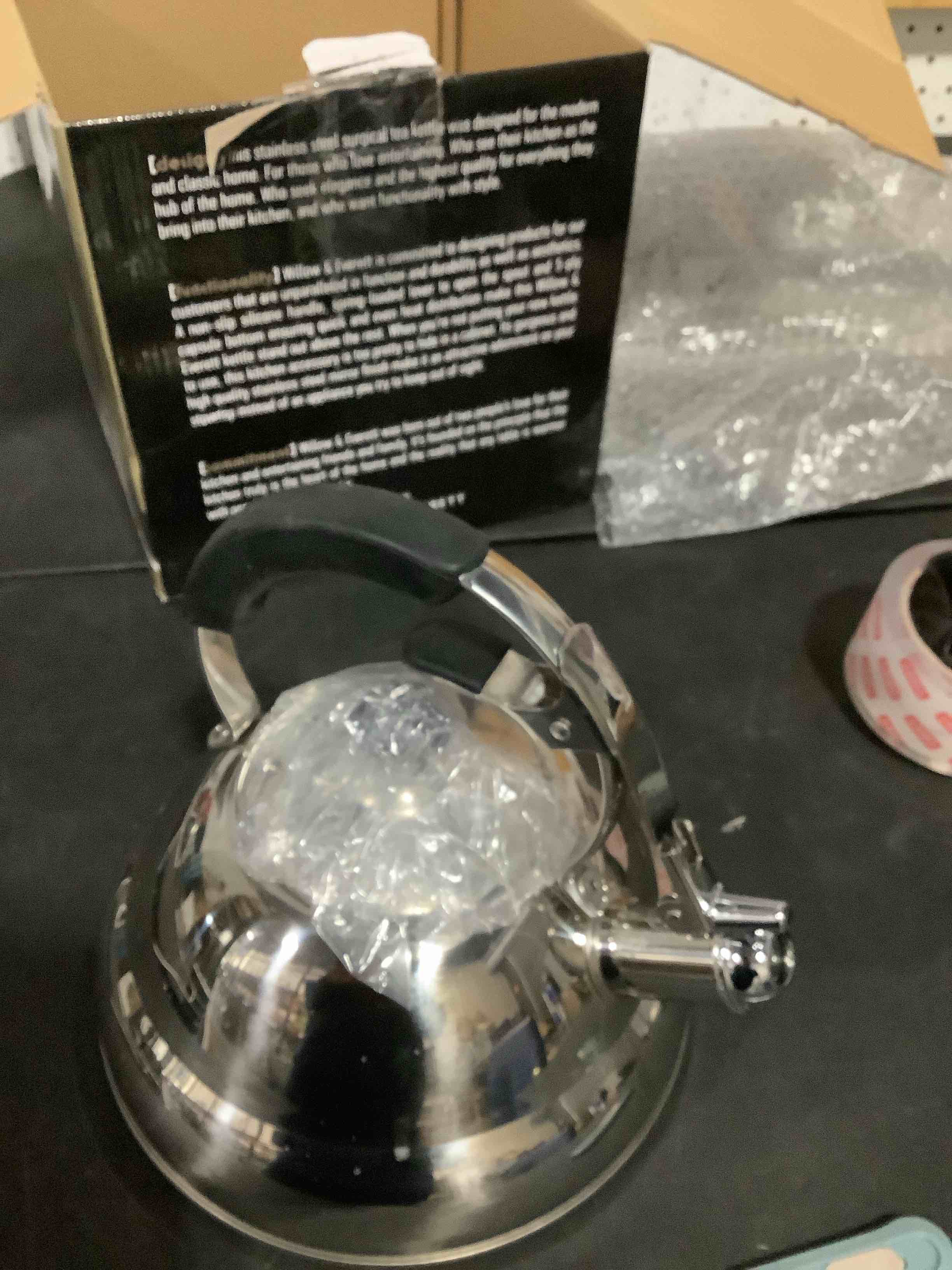 Condition photo showing Good Condition for willow & everett whistling tea kettle for stove top - 3.17 quart tea pots for stove top w/stainless steel, mirror finish & strainer single handle