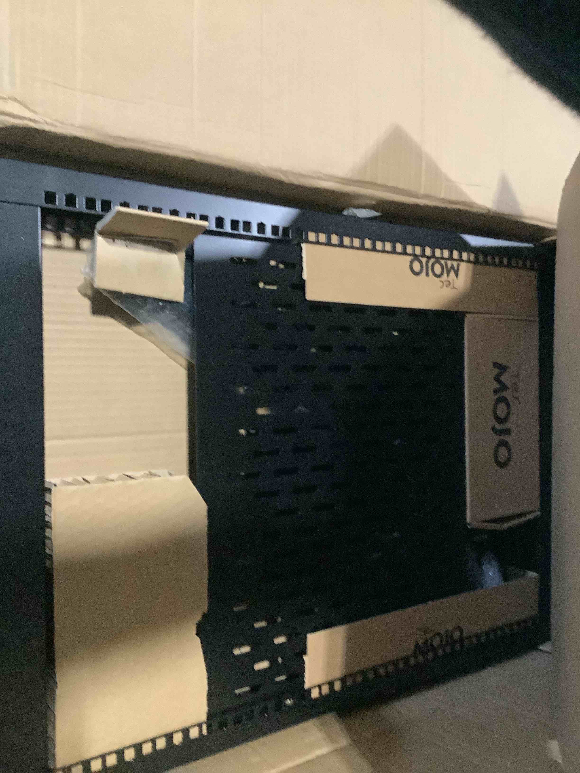 Condition photo showing Good Condition for tecmojo 16u open frame network rack for it & av gear, av rack floor standing or wall mounted,with 2 pcs 1u rack shelves & mounting hardware,network rack for 19" networking,audio and video device 16u without casters