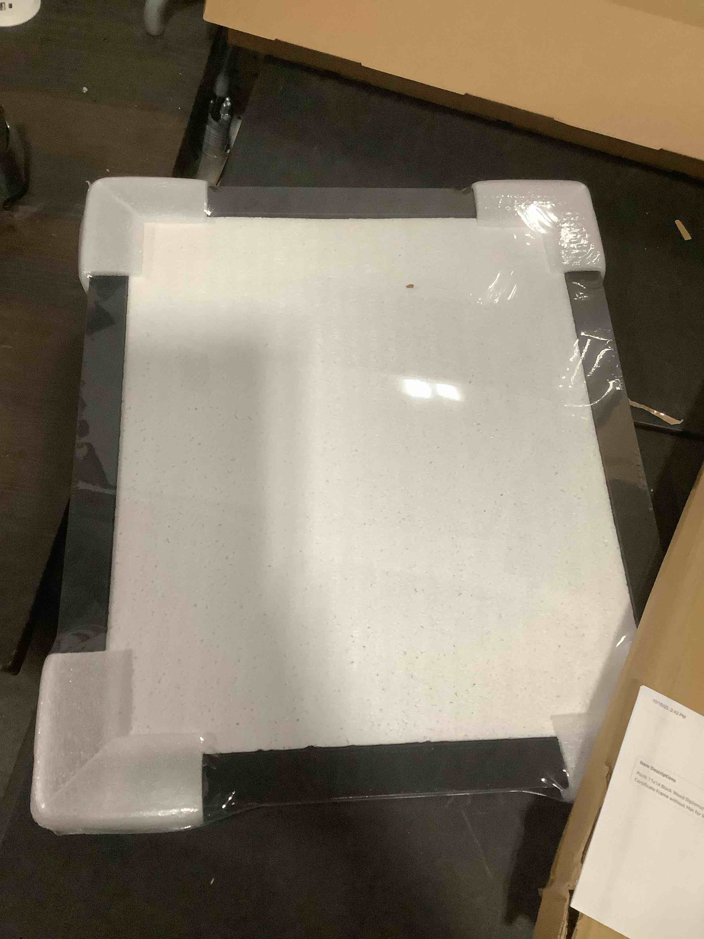 Condition photo showing Good Condition for picrit 11x14 black wood diploma/document frame with tempered glass & black over gold mat, and display 15x18 degree certificate frame without mat for wall, 1 pack