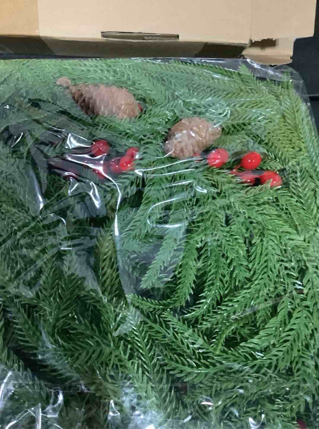 Condition photo showing Good Condition for 20 inch christmas wreaths for front door,real touch pine wreath with red berries artificial green with pine cones for wall window porch indoor and outdoor decorations (dense style 3.1 lbs)