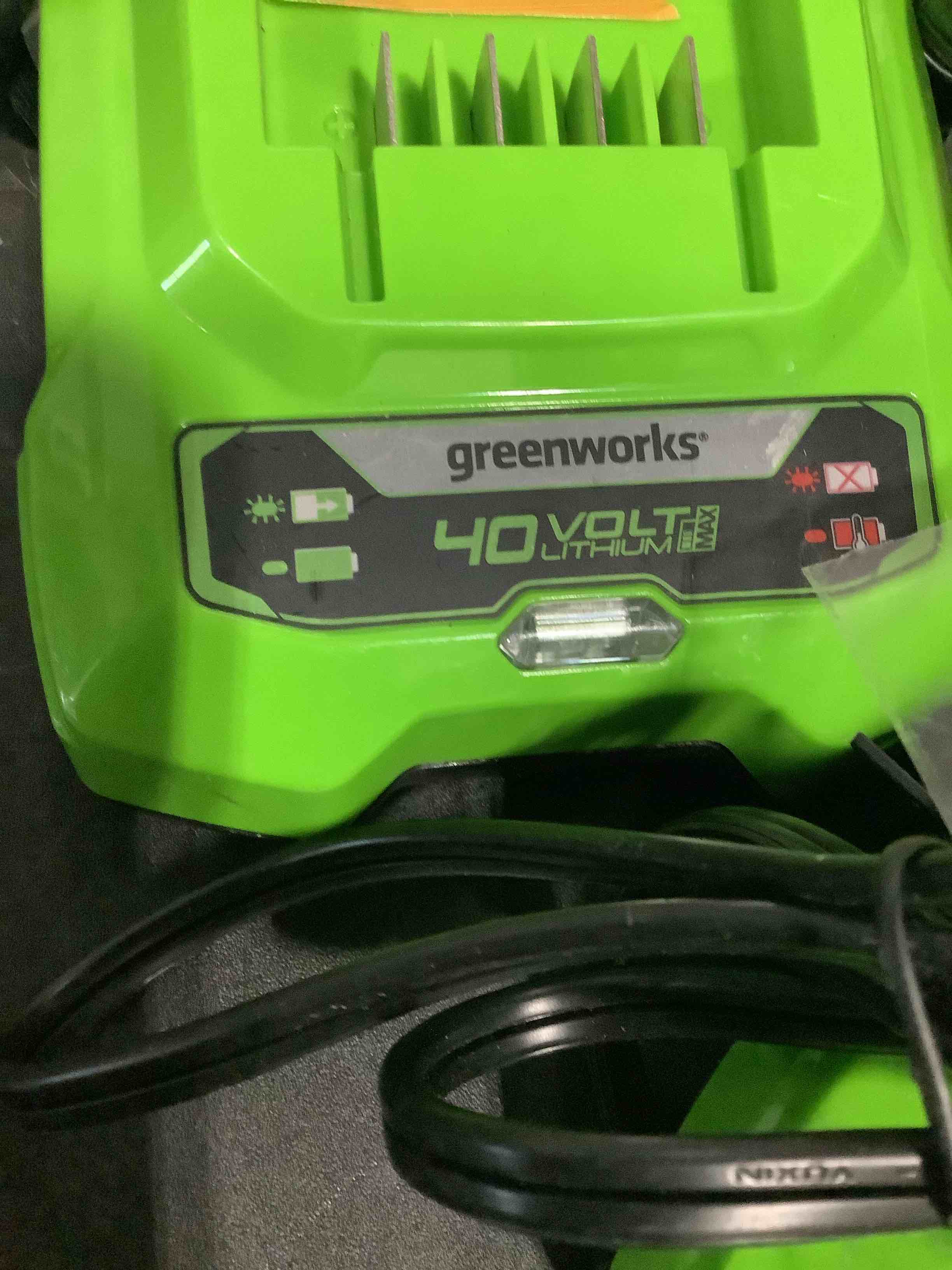 Condition photo showing As Is for greenworks 40v battery charger (genuine greenworks charger)