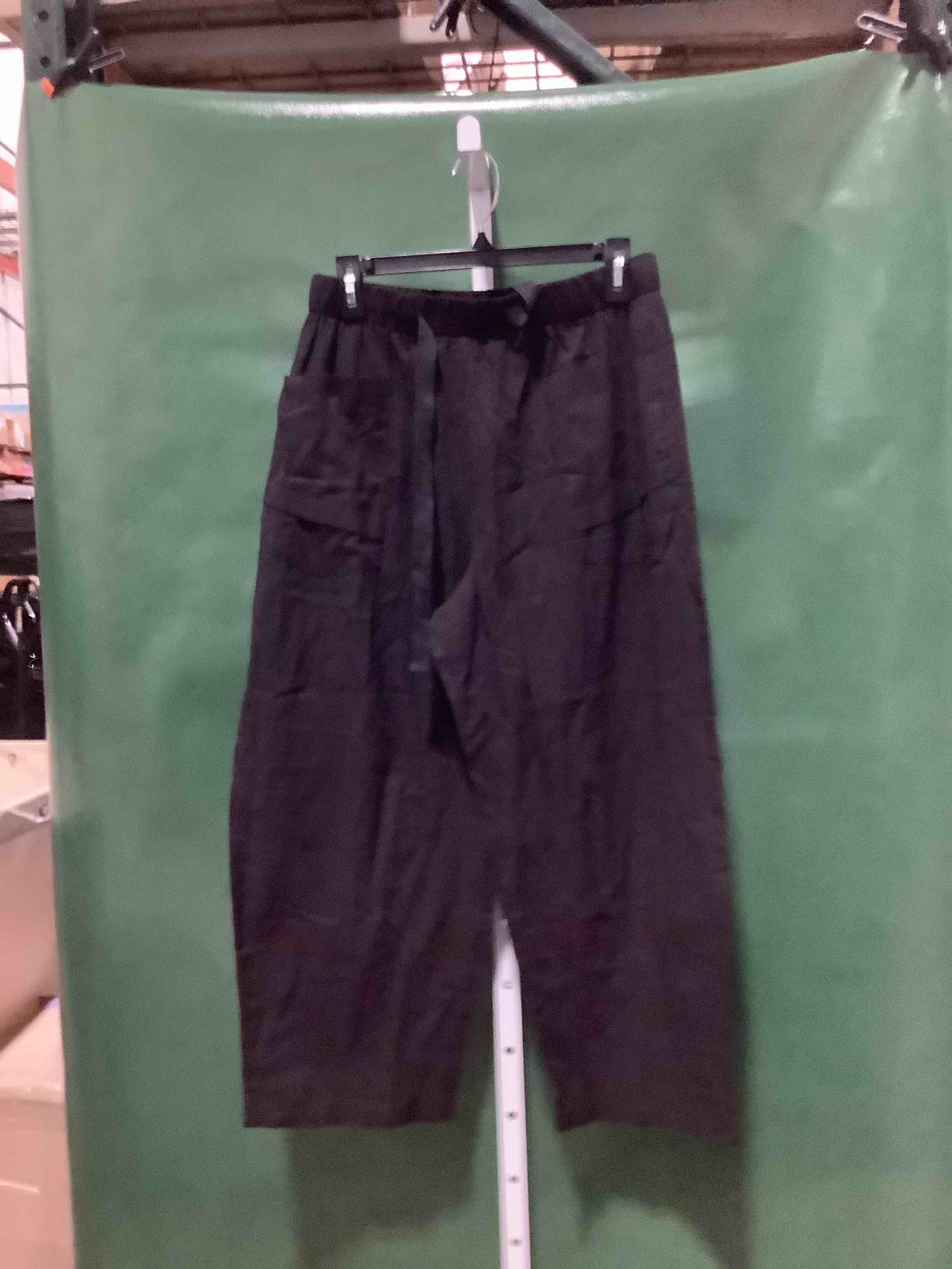 Condition photo showing New/Like New for exlura womens faux linen striped barrel capri pants drawstring trousers | wide leg, elastic waist, deep pockets, lightweight, beach vacation outfits, comfy casual lounge, summer fashion trendy 2026 x-large black