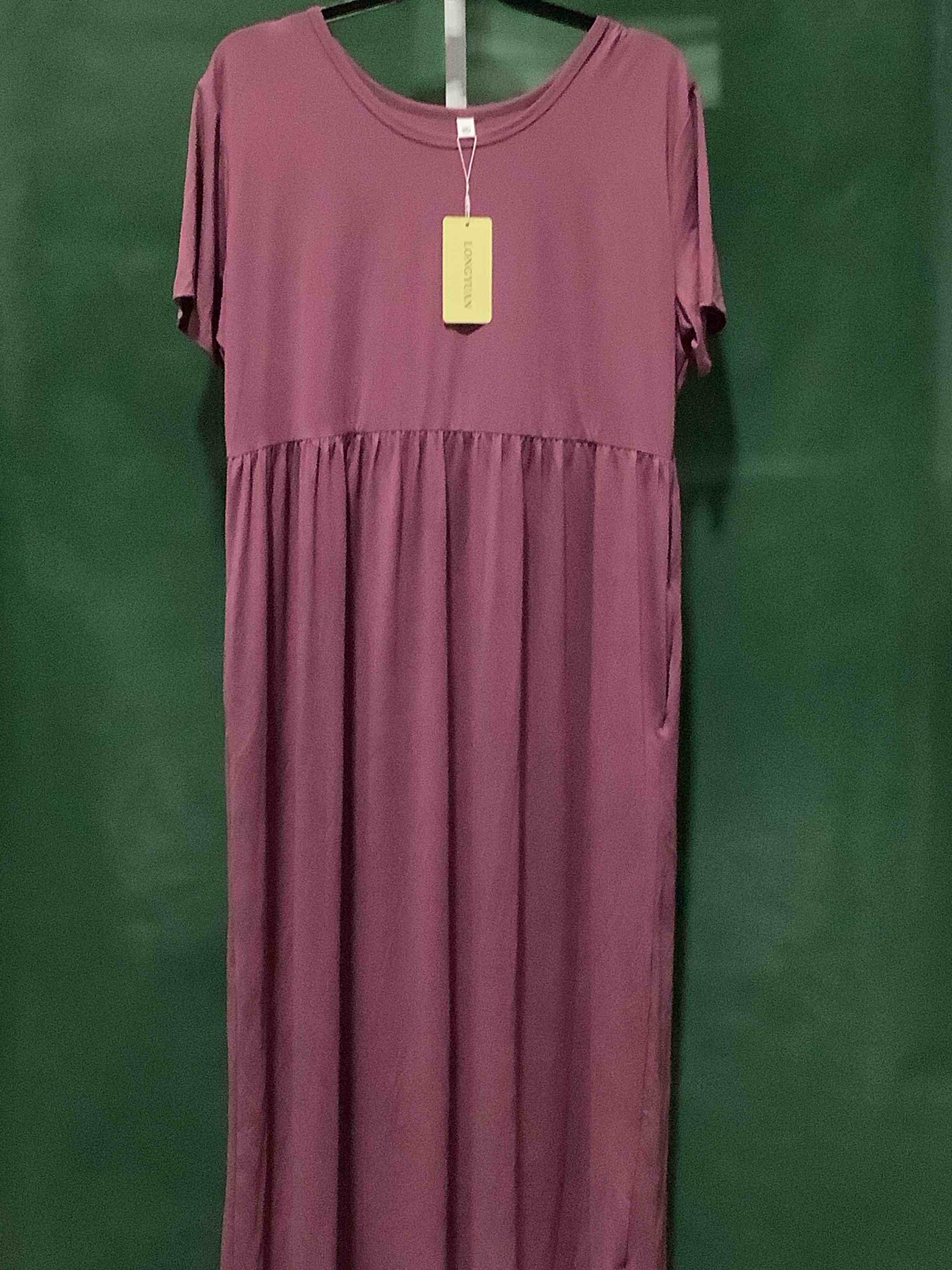 Condition photo showing New/Like New for color is purple longyuan women's plus size maxi dresses summer short sleeve casual long dress 2026 xl-6xl