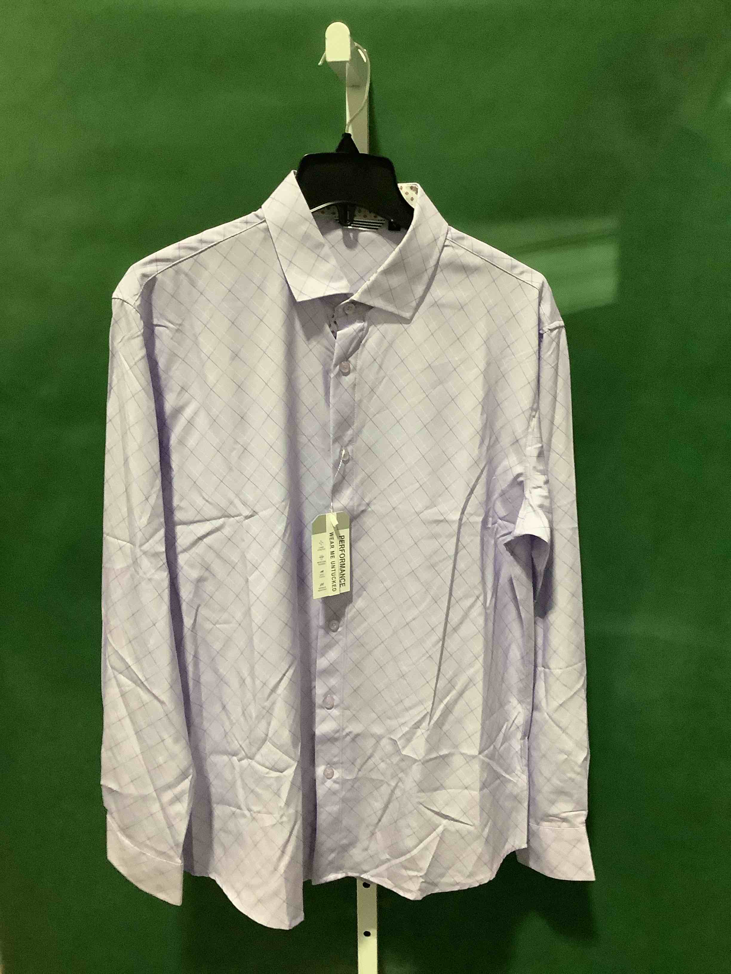 Condition photo showing New/Like New for similar product color is violet with deep purple and white lines alex vando mens printed dress shirts long sleeve button down shirt,lt blue 863,m