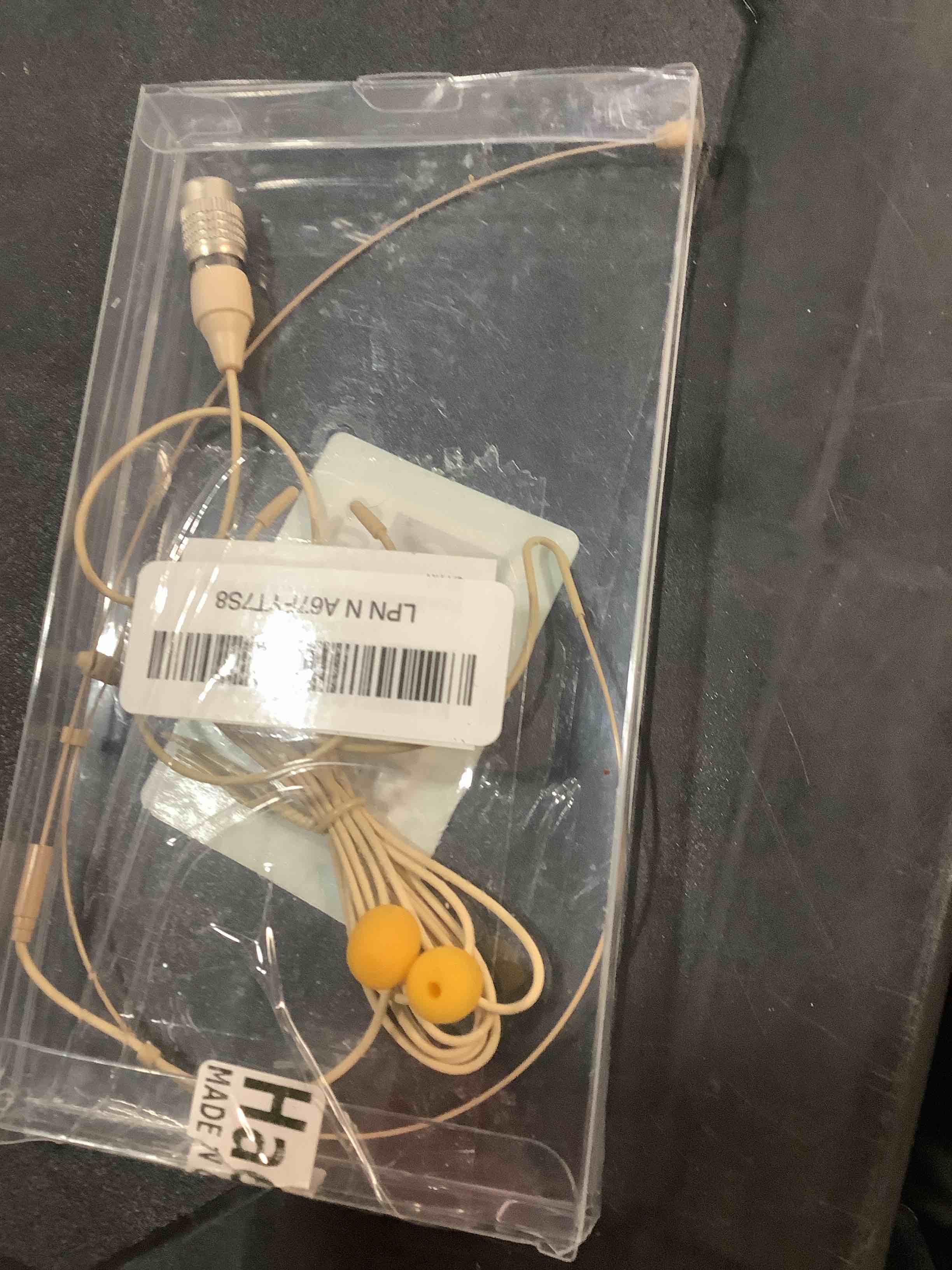 Condition photo showing Good Condition for headset microphone double over ear earset over ear headworn mic compatible with audio-technica wireless system bodypack transmitter with 1.2m cable windscreen hirose 4 pin plug
