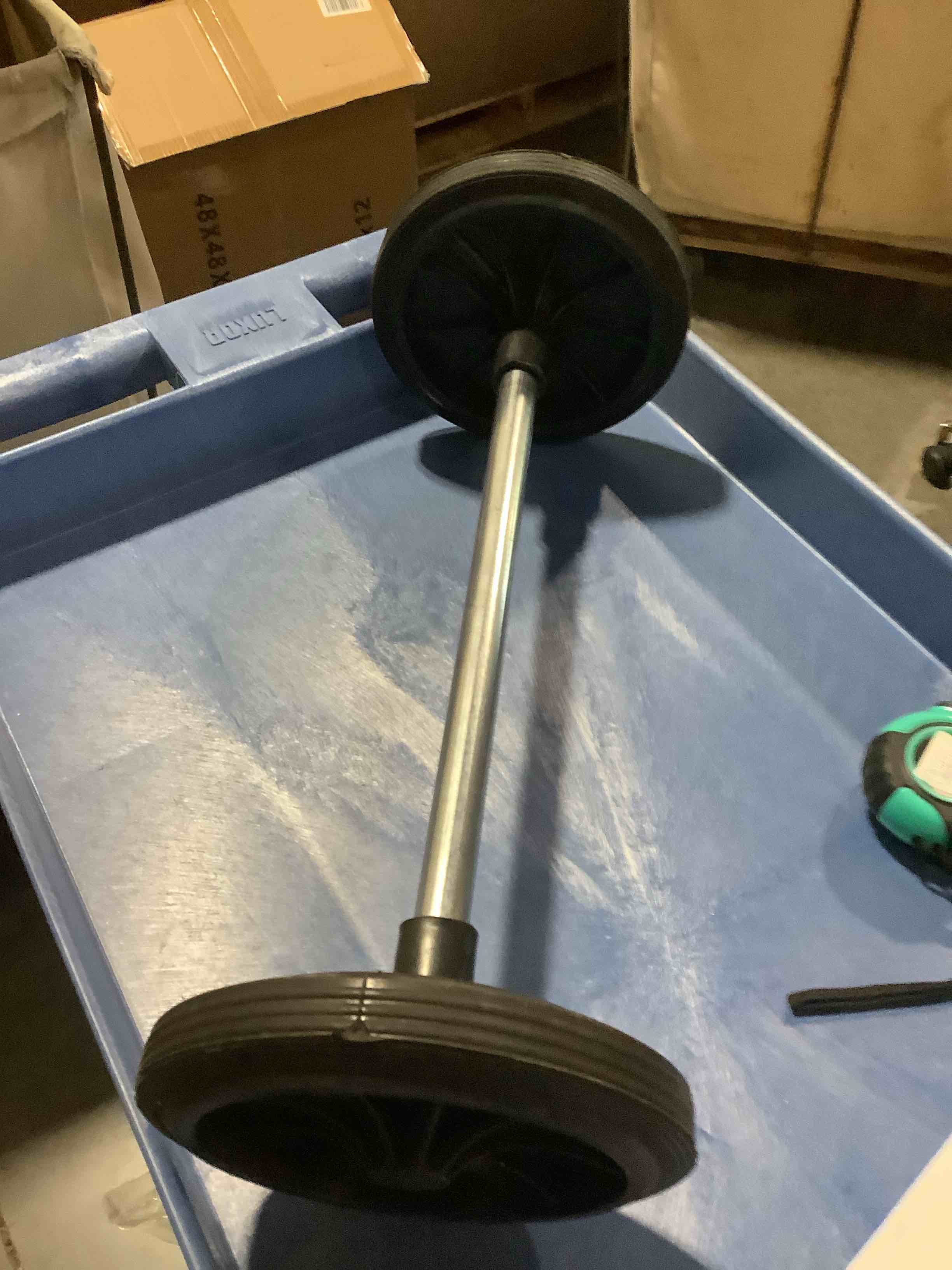 Condition photo showing Good Condition for cabilock universal trash can wheels replacement kit includes 2 rubber wheels & 18.9" hollow axle heavy duty repair parts for 32-50 gallon curbside garbage bins & recycling carts