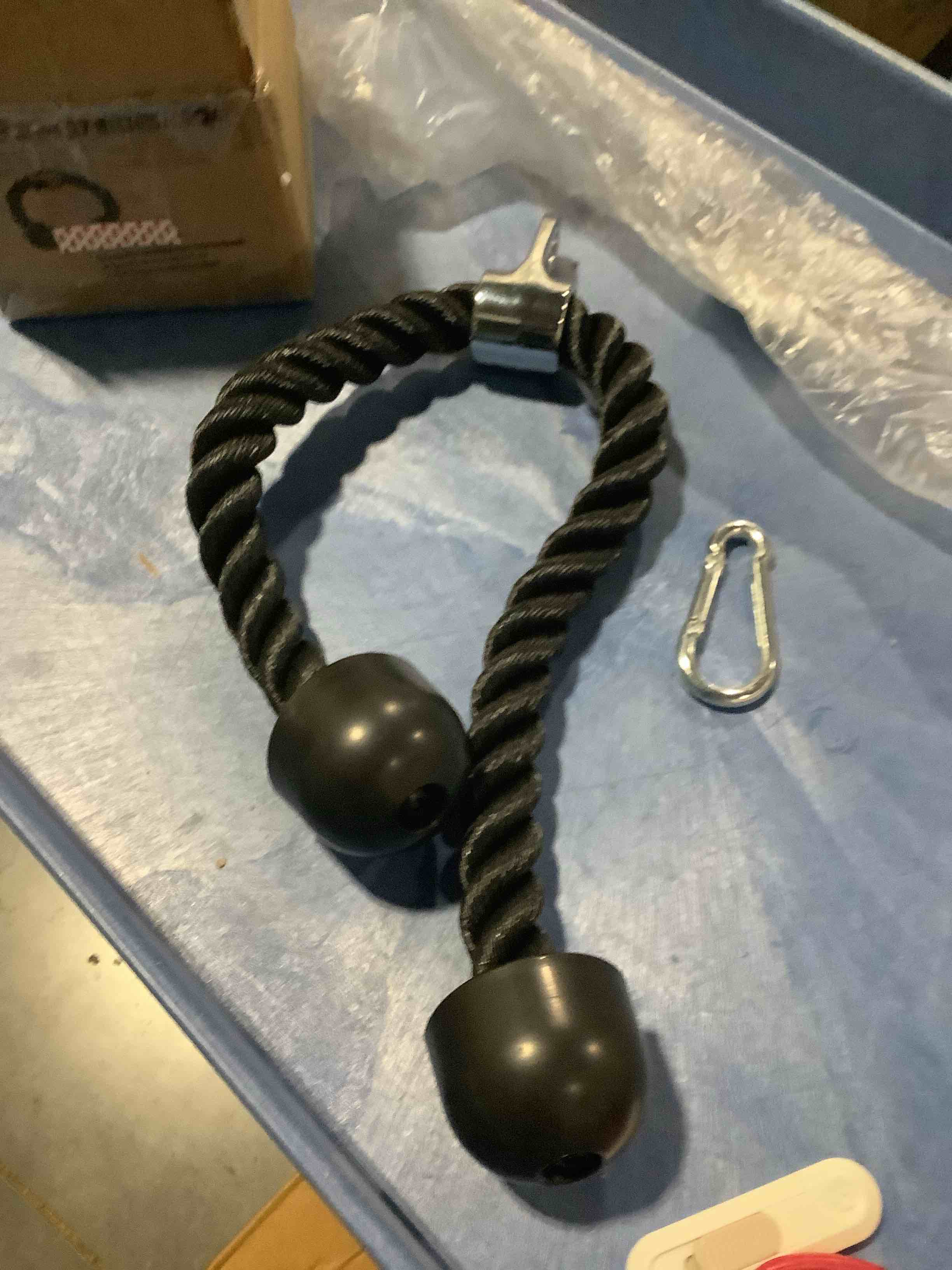 Condition photo showing New/Like New for yes4all deluxe tricep rope cable attachment, 27 & 36 inch with 4 colors, exercise machine attachments pulley system gym pull down rope with carabiner