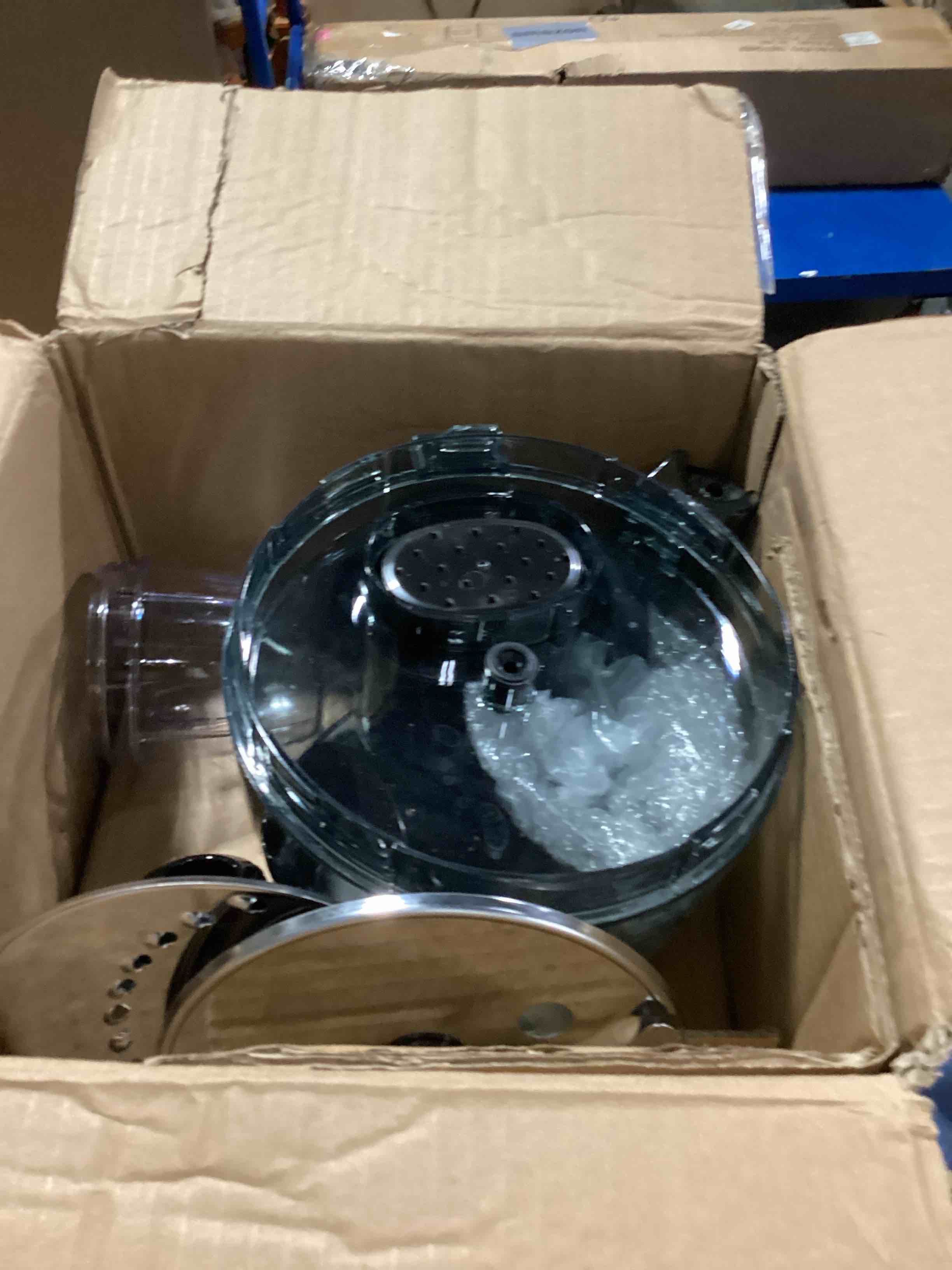 Condition photo showing As Is for 12 cup food processor & vegetable chopper,french-fry-cutter, stepless speed,digital timer,large feed chute,ice creshing,chopping, shredding, slicing and doughing,600w for home use,black