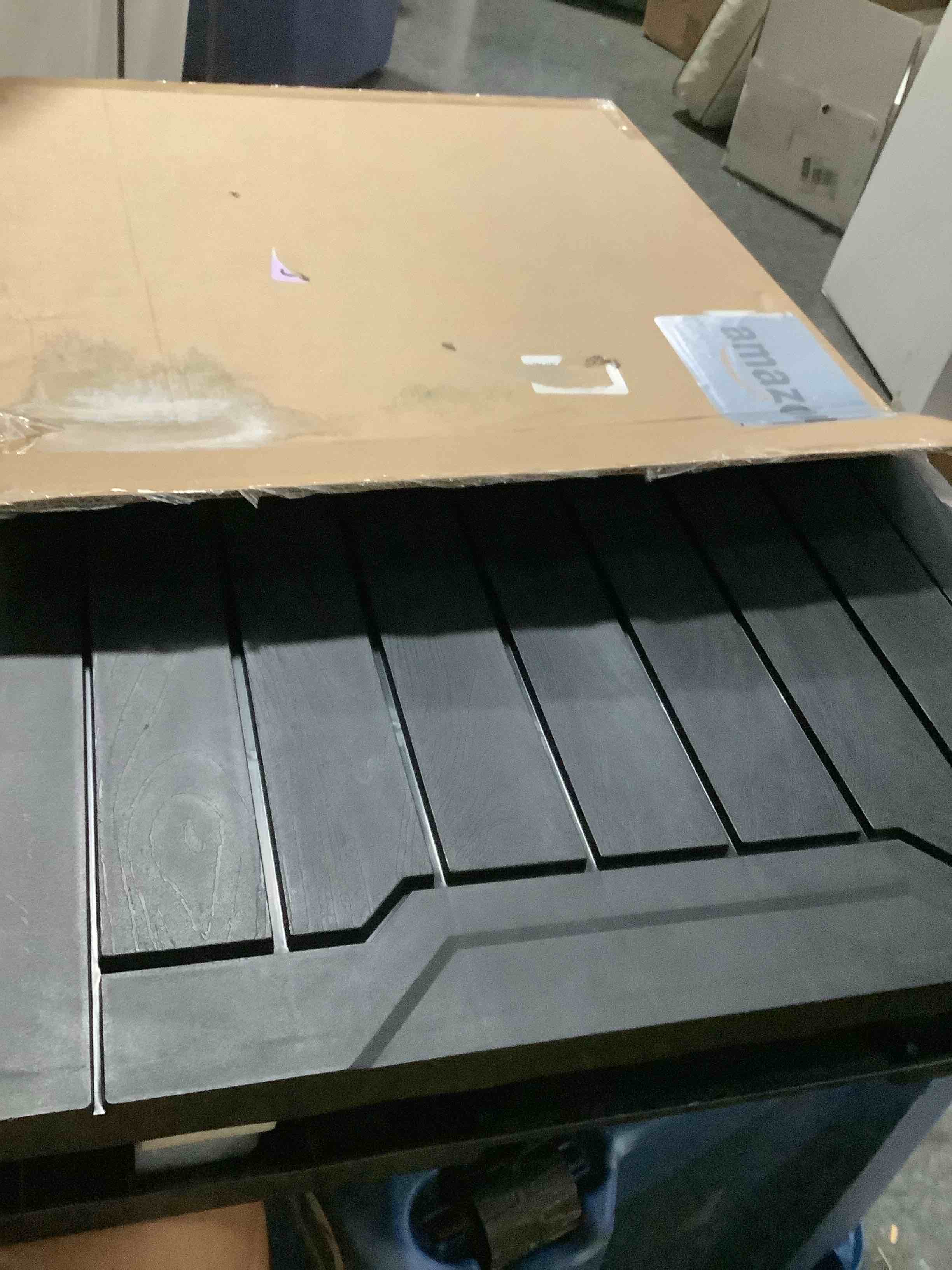Condition photo showing New/Like New for yitahome outdoor resin storage box 31 gal, water-resistant patio deck box outdoor storage box for pillows, garden equipment, securely lockable, black 31 gallon black