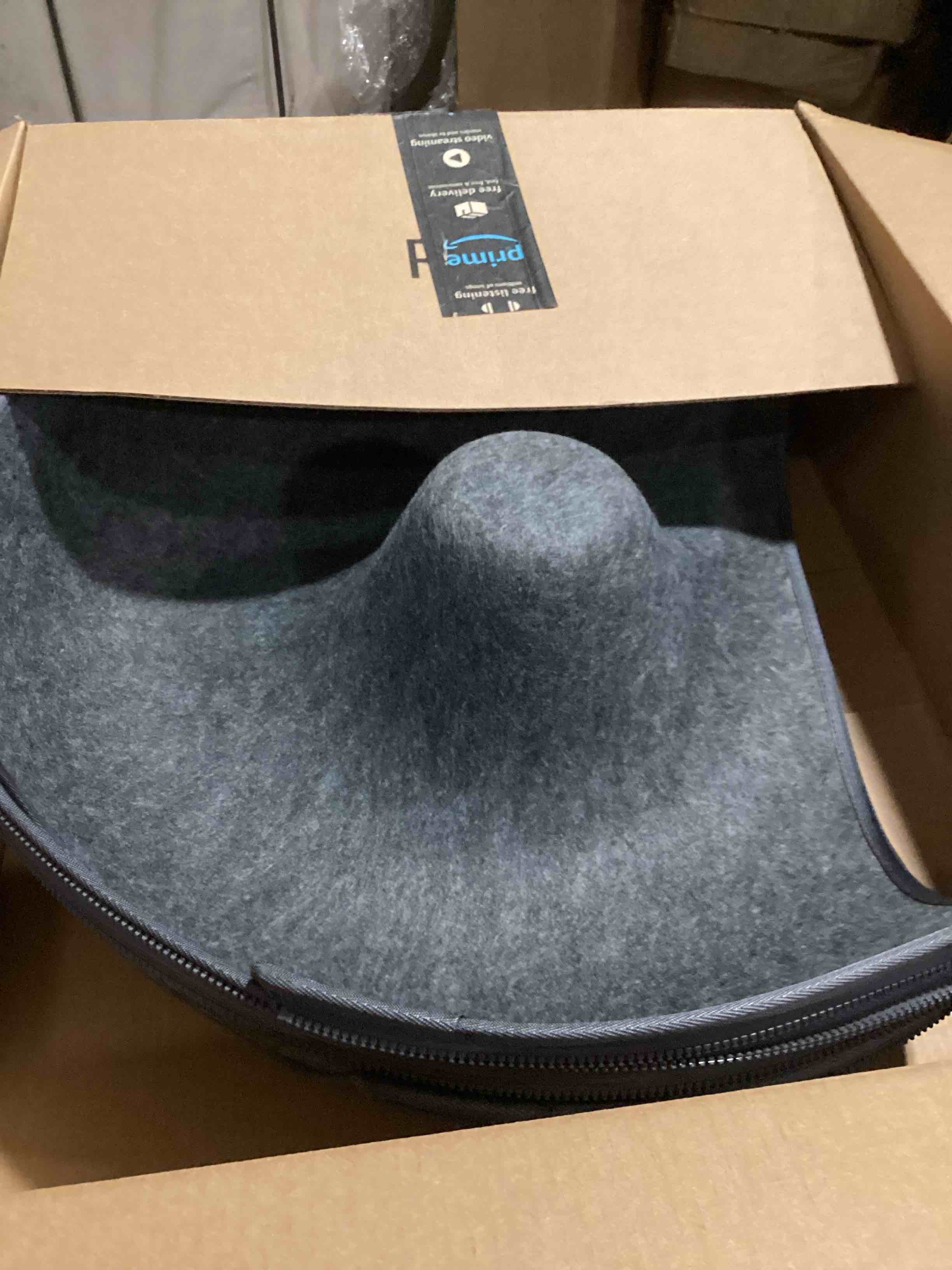 Condition photo showing New/Like New for similar product cattasaurus peekaboo cat cave for multiple & large cats up to 30-45 lbs, scratch detachable & washable tunnel bed, comfy donut cat cave (dark gray, large) dark gray large