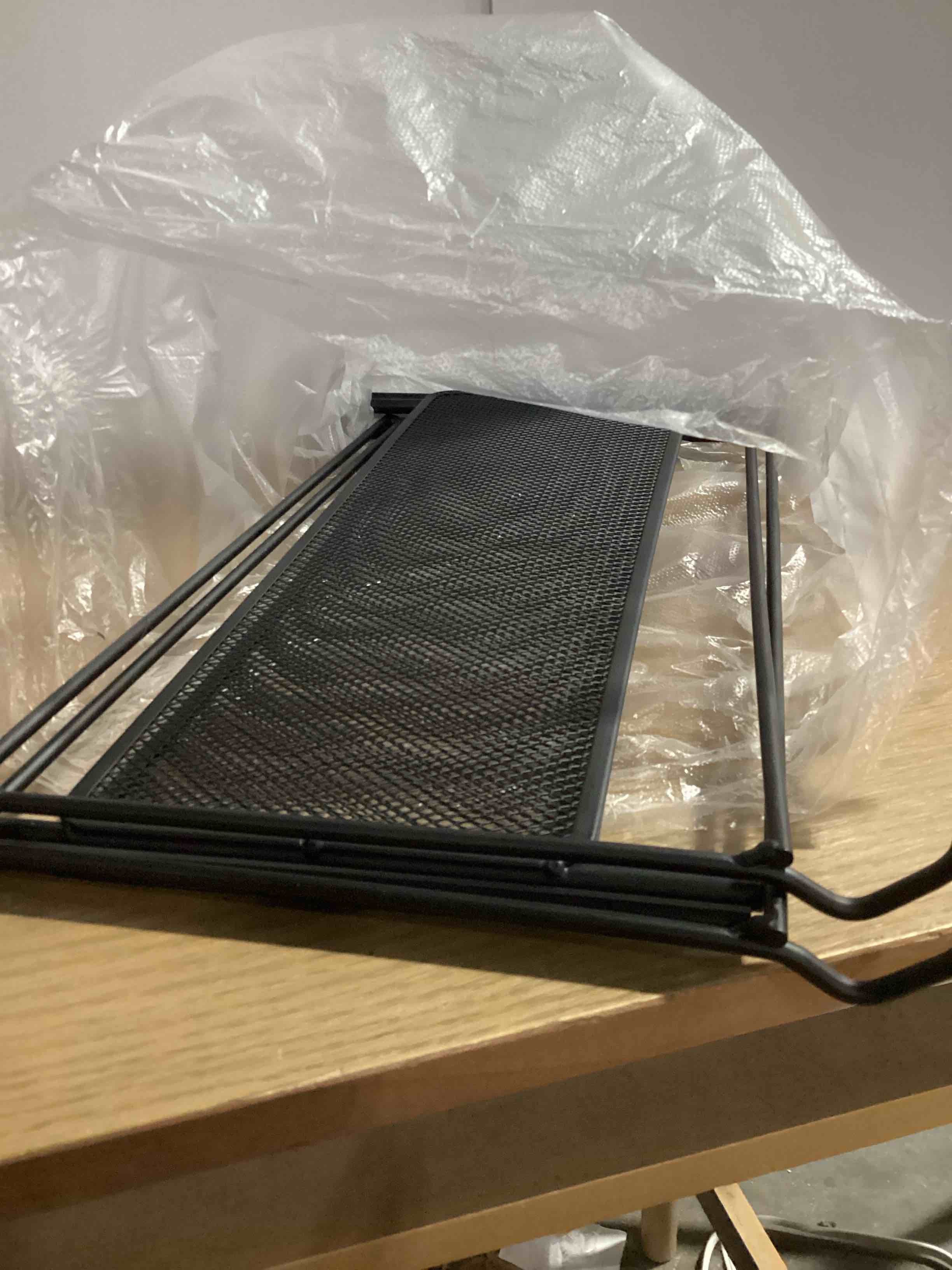 Condition photo showing New/Like New for comix hanging file organizer, letter size file folder organizer with metal mesh, space-saving file folder storage box for home office supplies