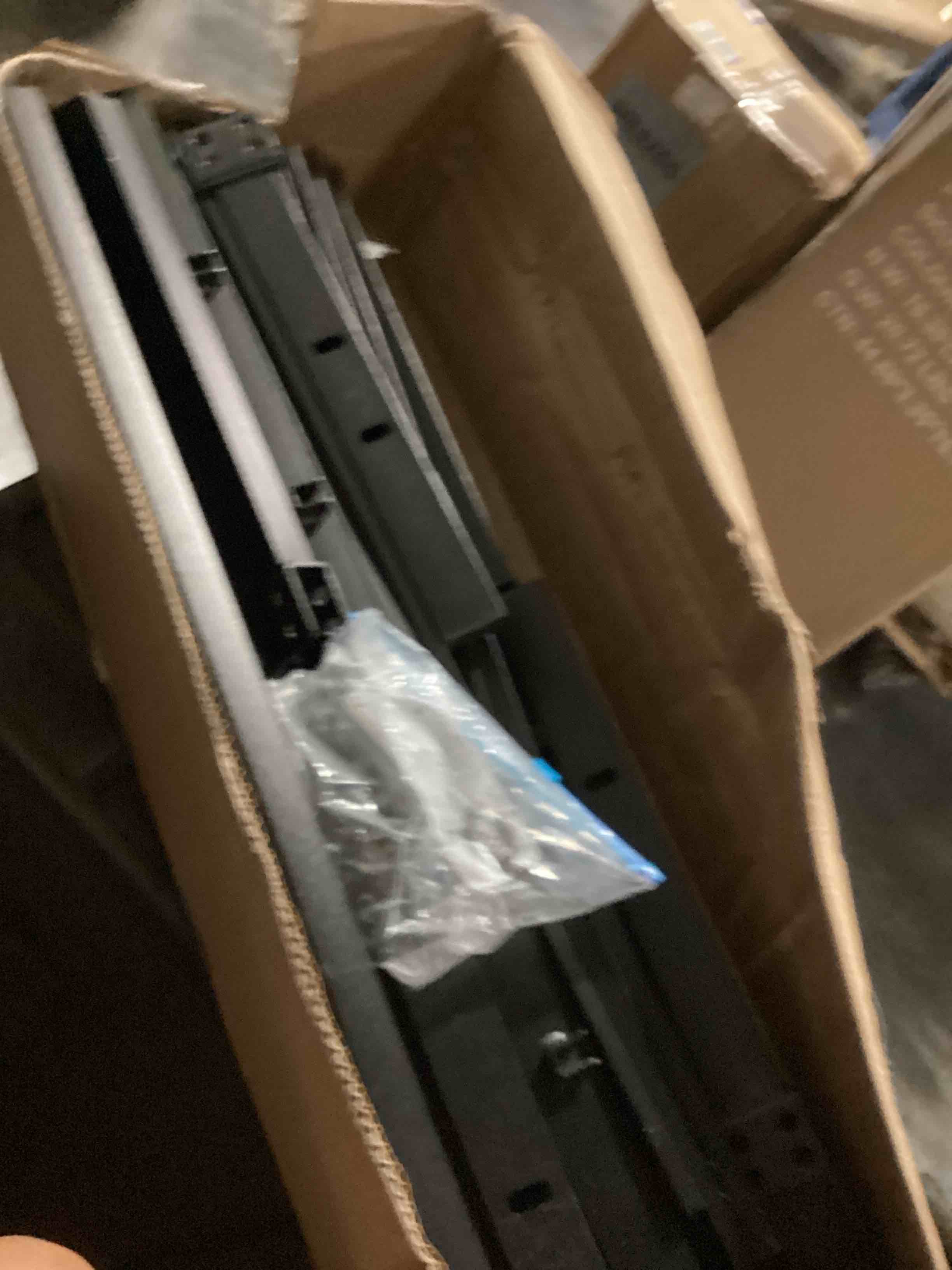 Condition photo showing As Is for amazon basics - metal bed frame, non-foldable platform bed, easy assembly, full, 54w x 75l in, black full 14 inch ( non - foldable)