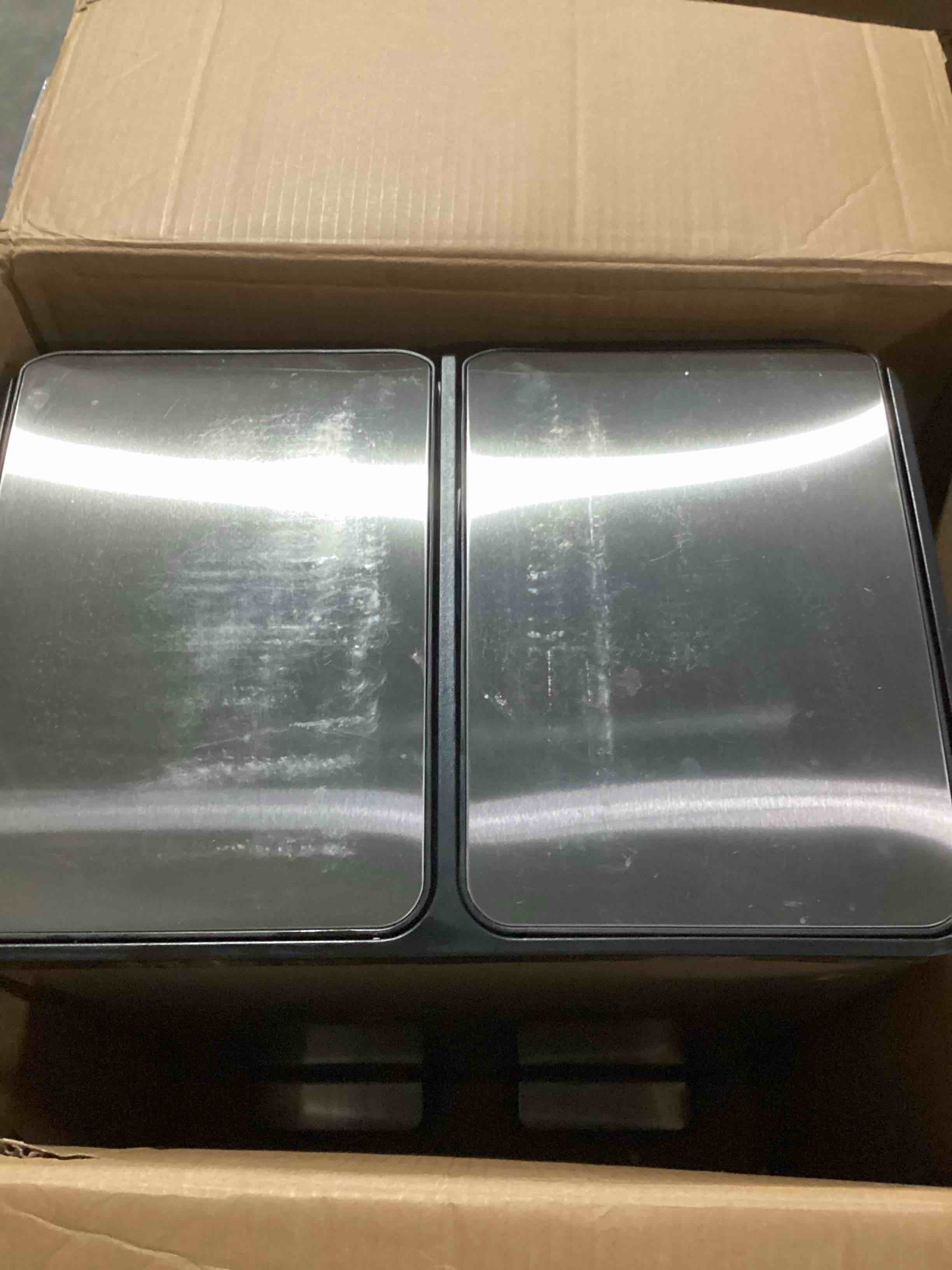 Condition photo showing Good Condition for similar to comfycorner 16 gal (2 x 30 l) dual trash can with odor control box | stainless steel kitchen garbage bin, recycle dustbin with soft-close lid,inner buckets,side handle,step pedal,for home office