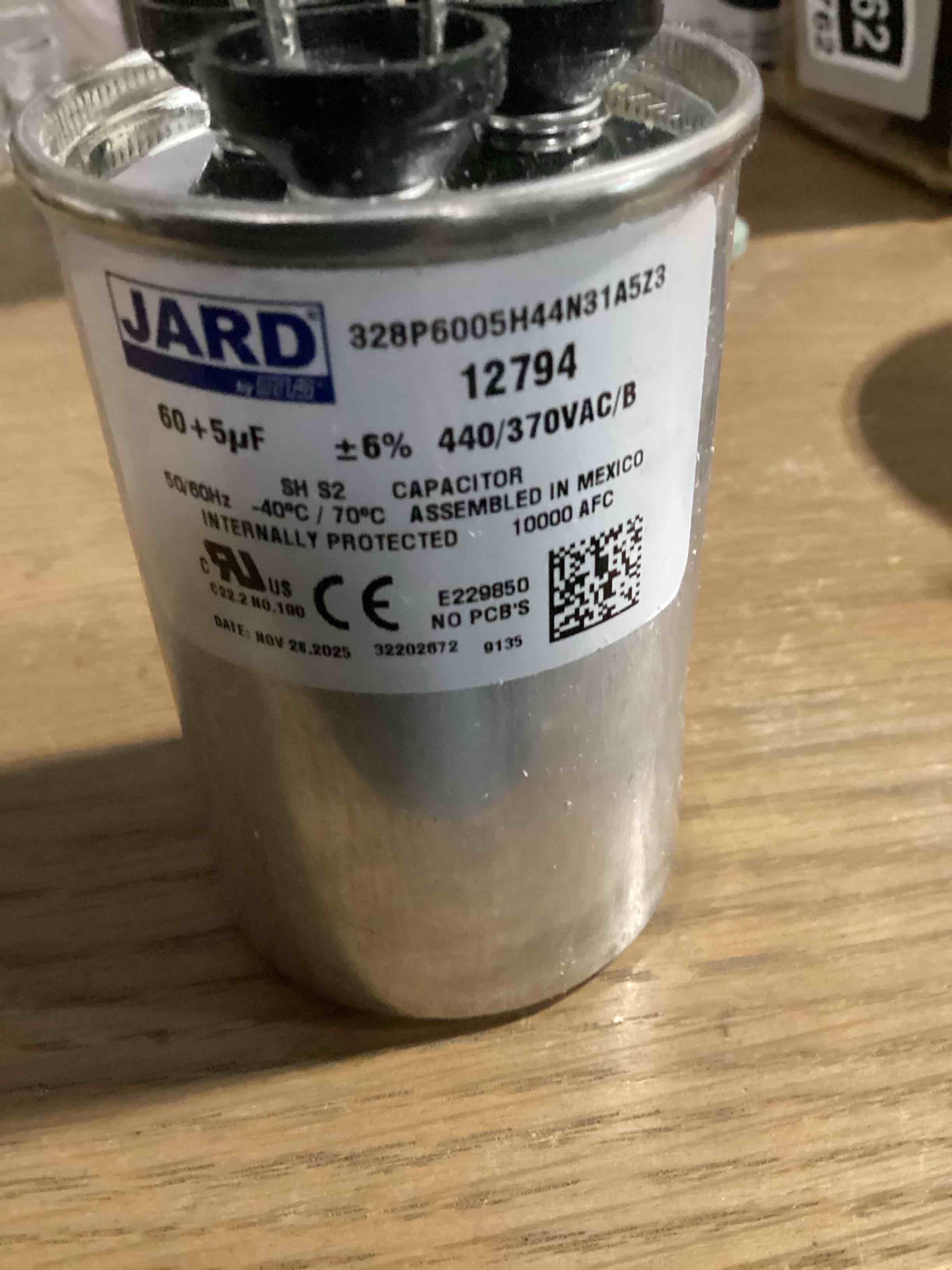 Condition photo showing New/Like New for mars - motors & armatures 12794 motor dual run capacitor with round 60 + 5 uf mfd 440v