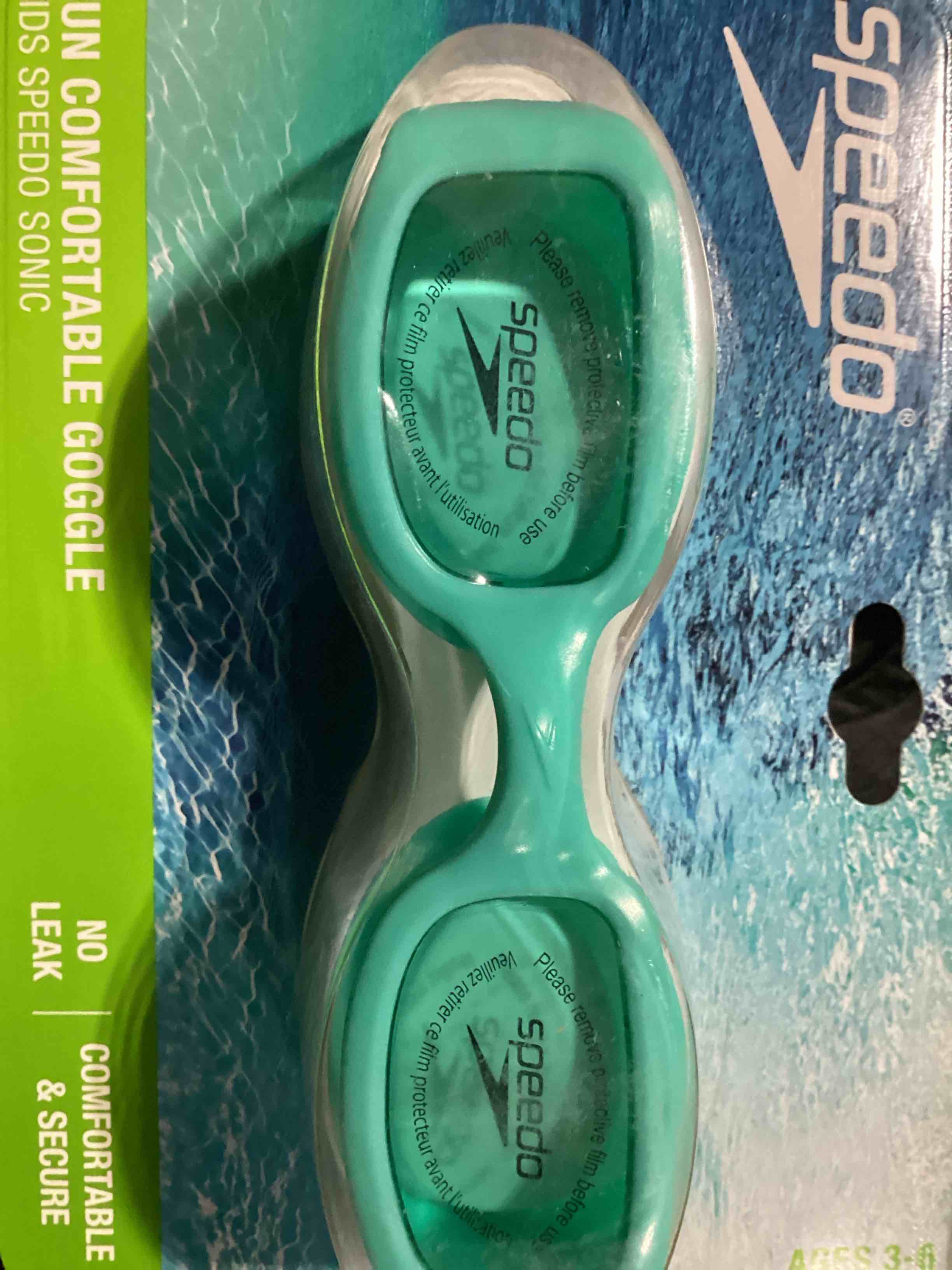 Condition photo showing New/Like New for speedo kids' sonic swim goggles - arctic glass: age 3-6, polycarbonate