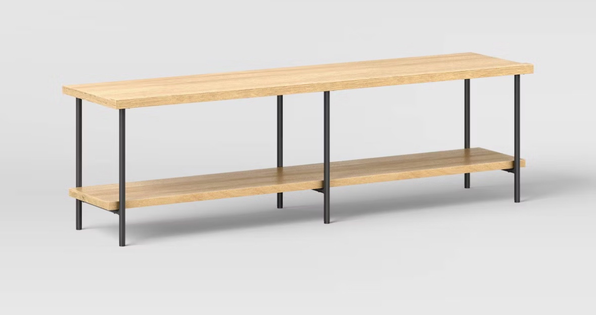 Wood and Metal Dorm TV Stand for TVs up to 60" Natural 