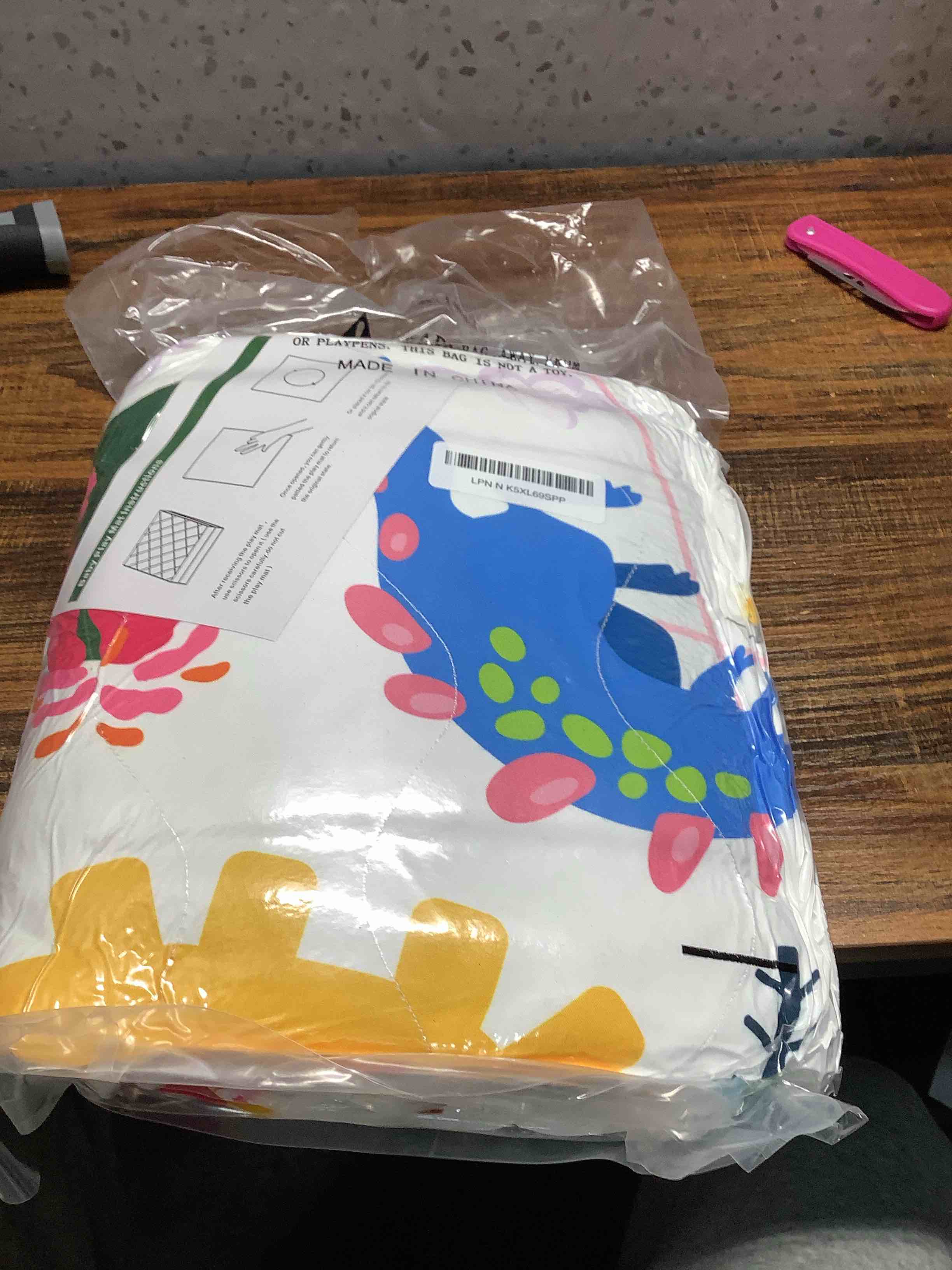 Condition photo showing Good Condition for Baby Play Mat - Thicken 50x50 Inch Soft Foam Crawling Mat for Playpen & Floor, Non-Slip Waterproof Playmats for Infants & Toddlers, Portable Foldable & Machine Washable, Dinosaur & Letters Animals & Letters 50" X 50"