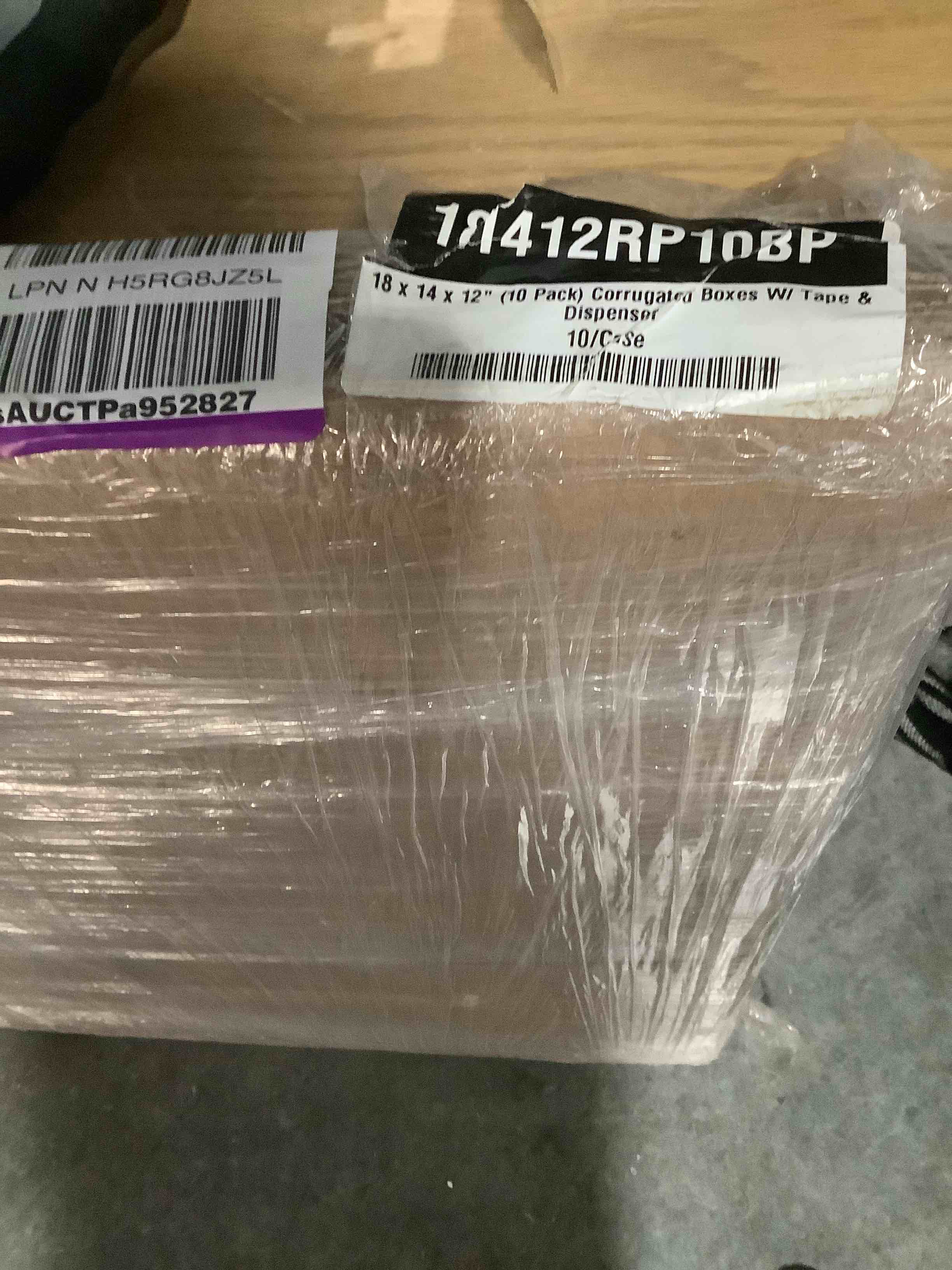 BOX USA Moving Boxes Medium 18"L x 14"W x 12"H 10-Pack & Heavy Duty 2in x 25yd Clear Packaging Tape with Dispenser - for Shipping, Mailing, Packing, Packaging and Storage