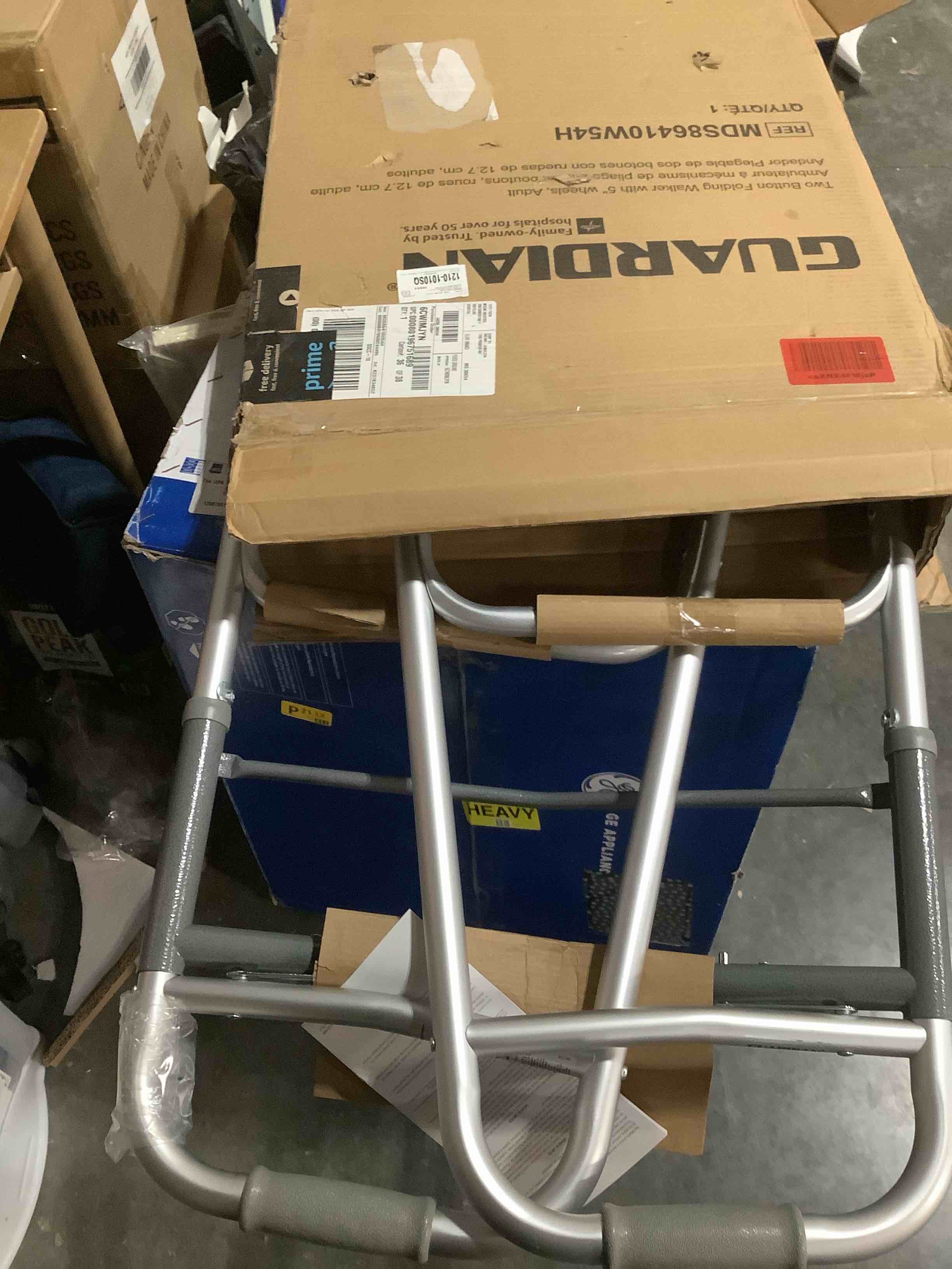 Condition photo showing New/Like New for Medline Lightweight Folding Walker with 5” Wheels  Aluminum Frame Supports up to 300 lbs.