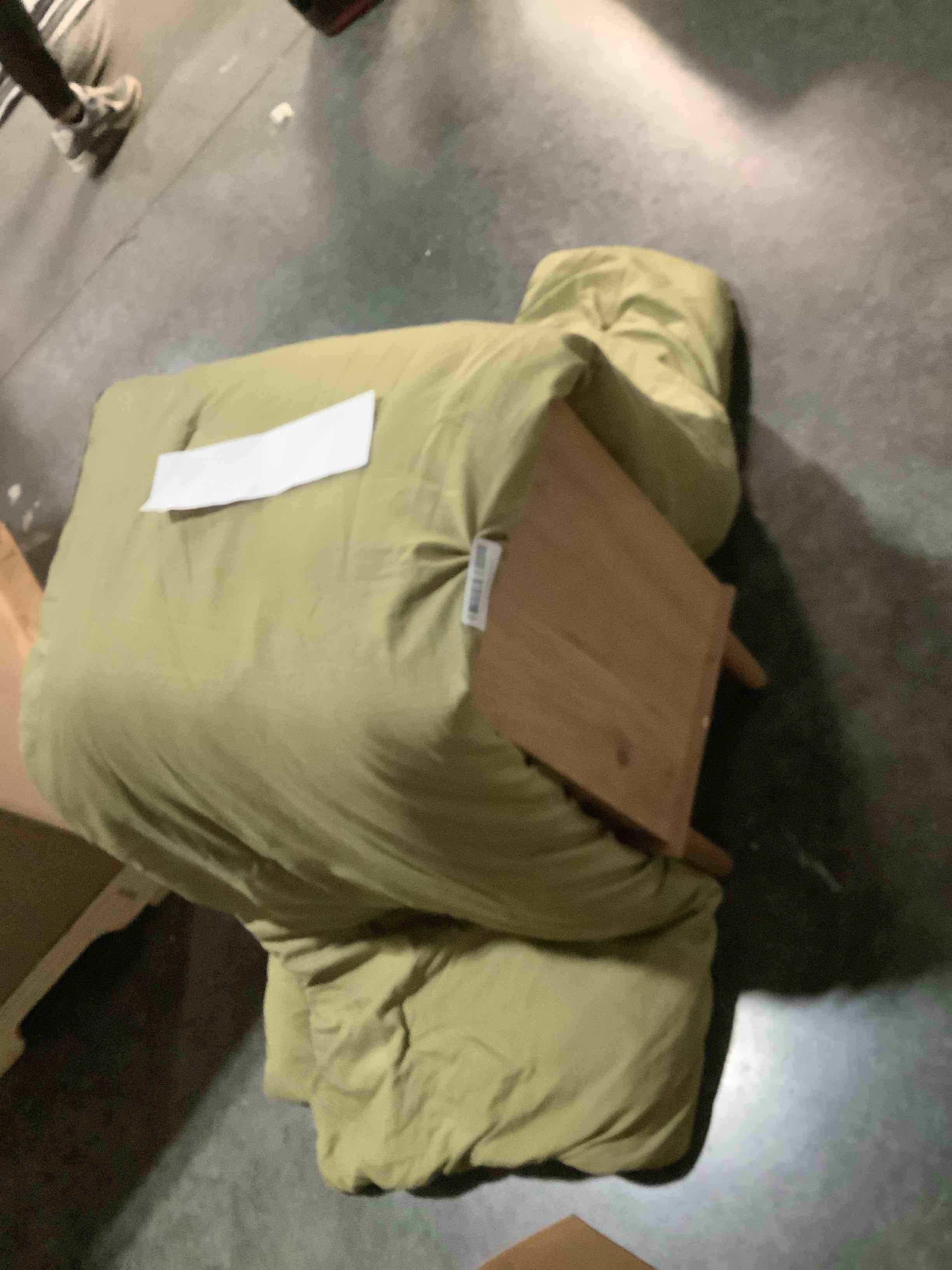 Condition photo showing As Is for ROSGONIA Queen Comforter Set Olive Green, 3pcs Bedding Sets Queen (1 Boho Olive Comforter & 2 Pillowcases), All Season Lightweight Blanket Quilt Queen Comforter 90"x90" Olive Green