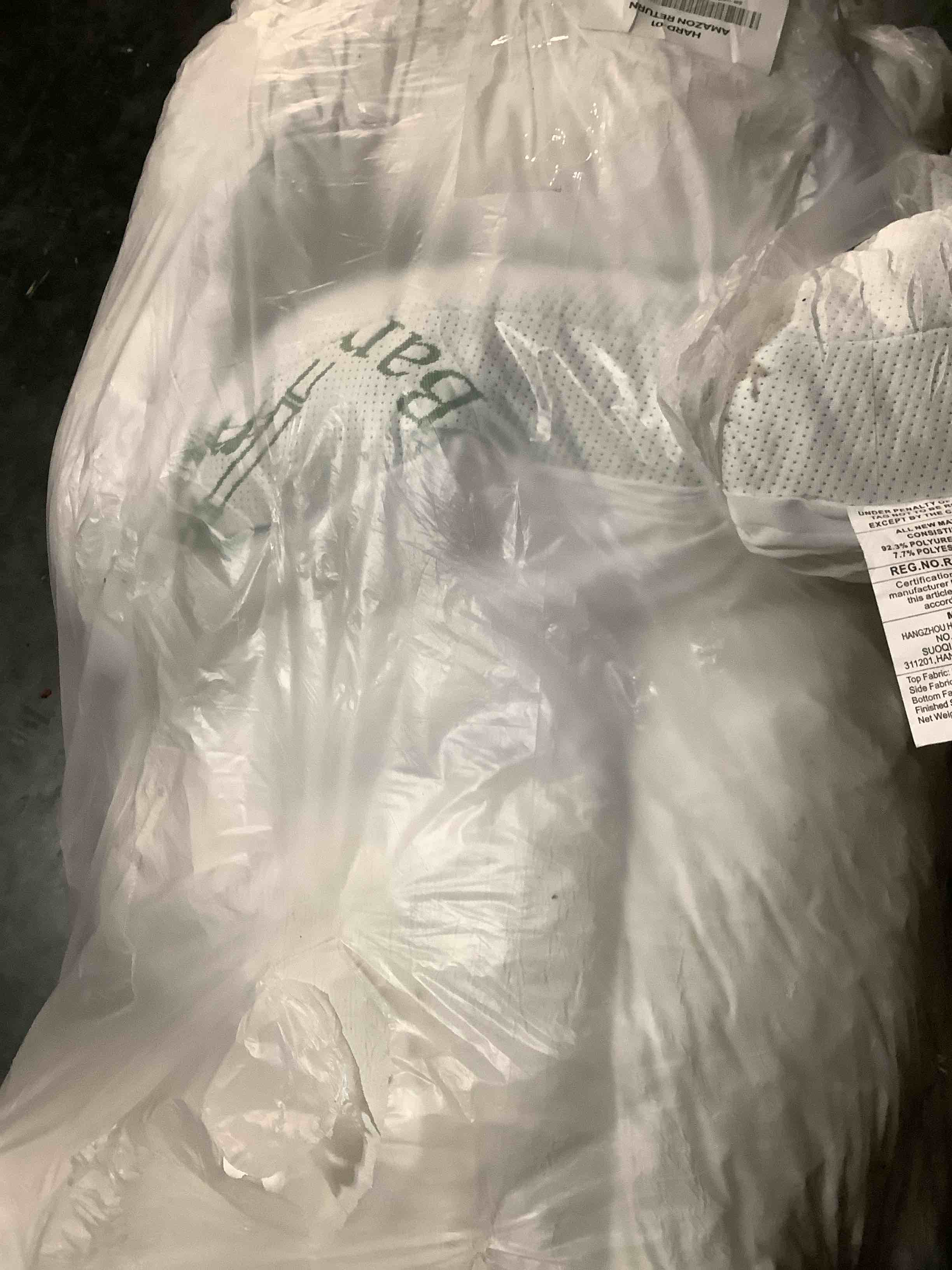 Condition photo showing As Is for DOWNCOOL 3 Inch Queen Mattress Topper – Cooling Memory Foam Mattress Topper for Back Pain Relief, Breathable Bamboo Viscose Air Layer, 1700 GSM Fill, Deep Pocket Fits 8–21 Inch