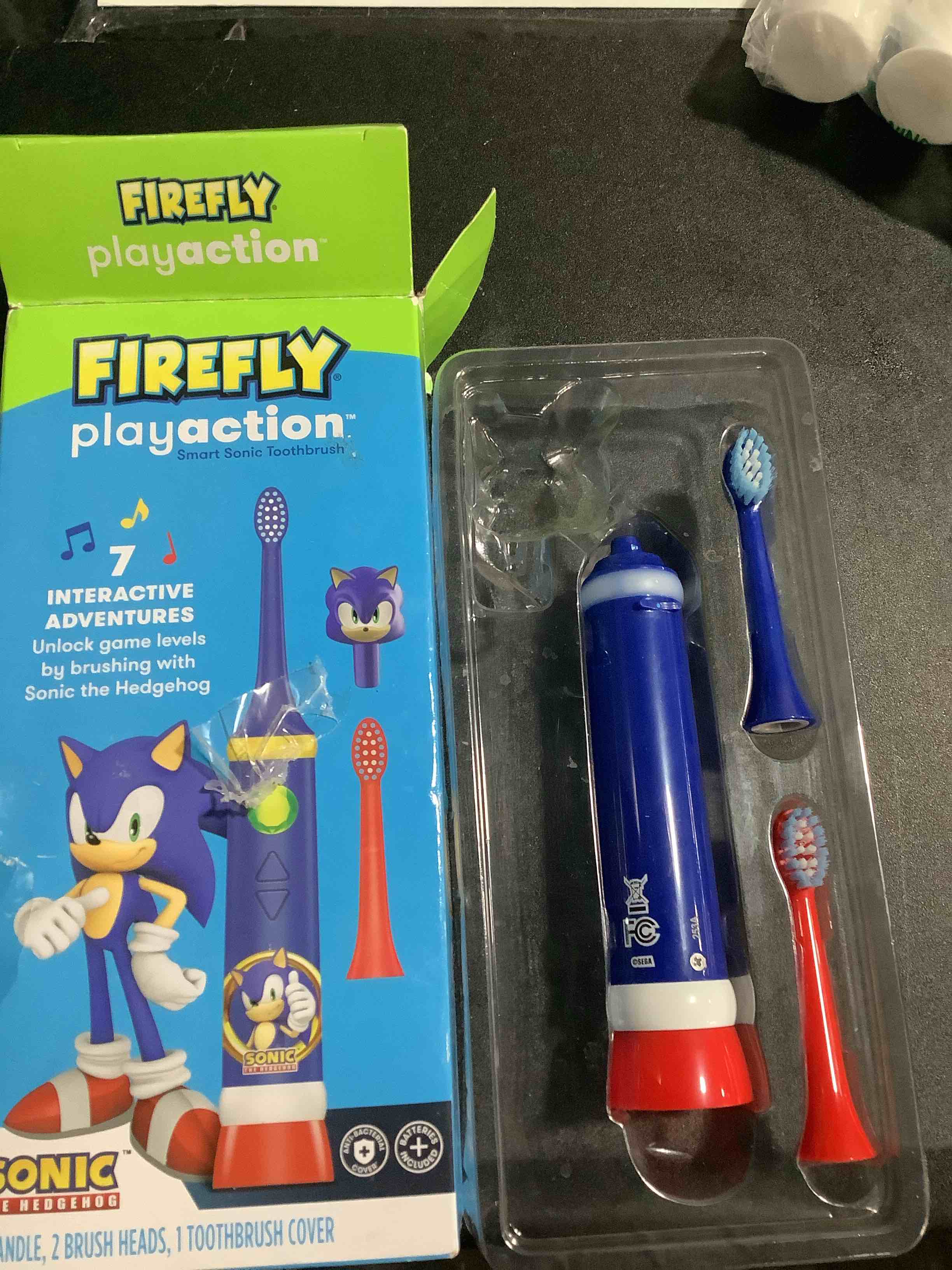 Condition photo showing As Is for FIREFLY Play Action Sonic The Hedgehog Toothbrush Kit, Interactive Battery Operated Toothbrush with Lights, Music and Games, Batteries Included, Ages 3+