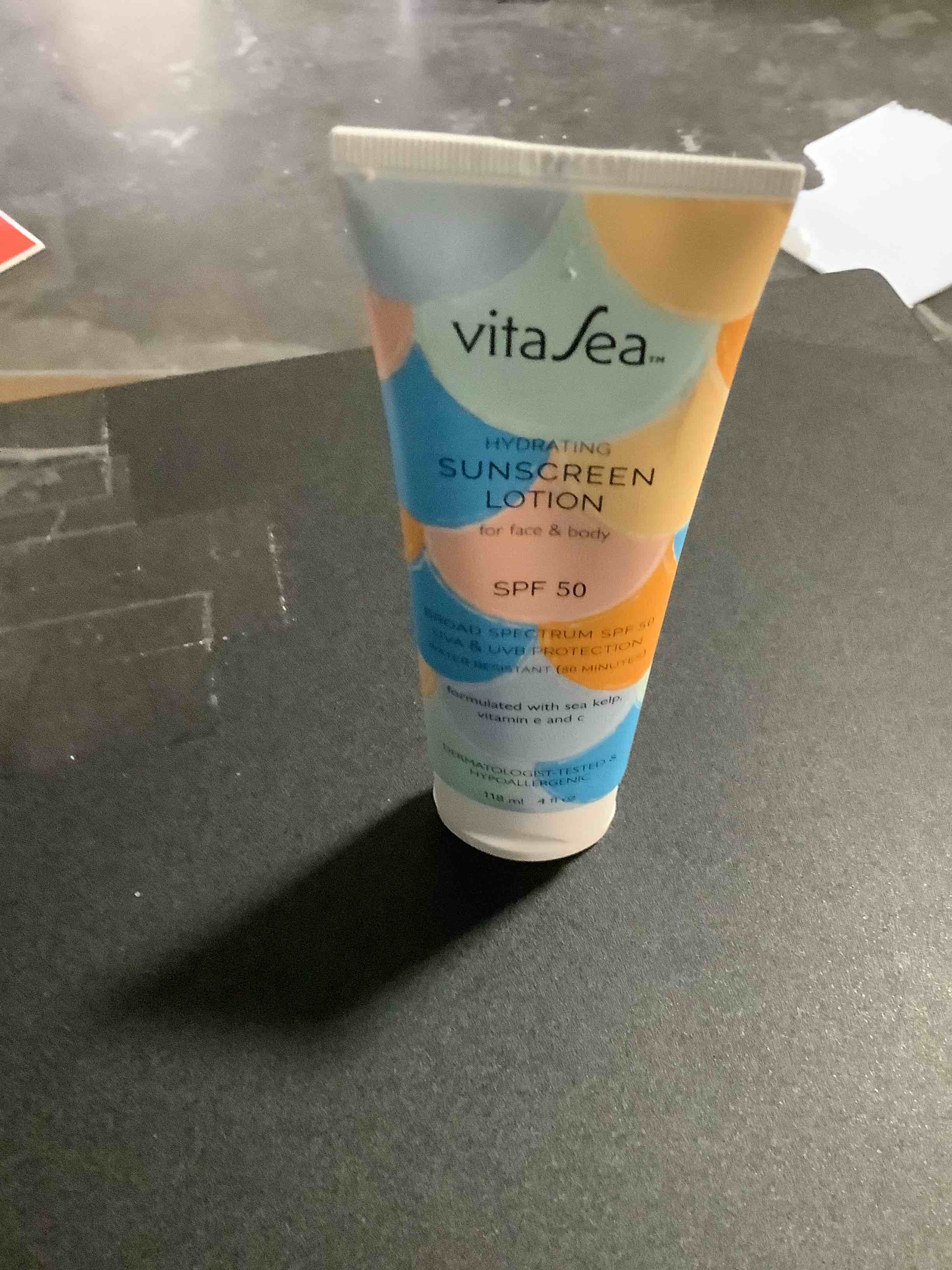 Condition photo showing Good Condition for Noodle & Boo VitaSea Hydrating Sunscreen Lotion for Face and Body, Broad Spectrum Reef Friendly Sunscreen SPF 50 |SPF 30, UVA & UVB Protection, Formulated with Sea Kelp, Vitamin E & C, 4 Fl Oz
