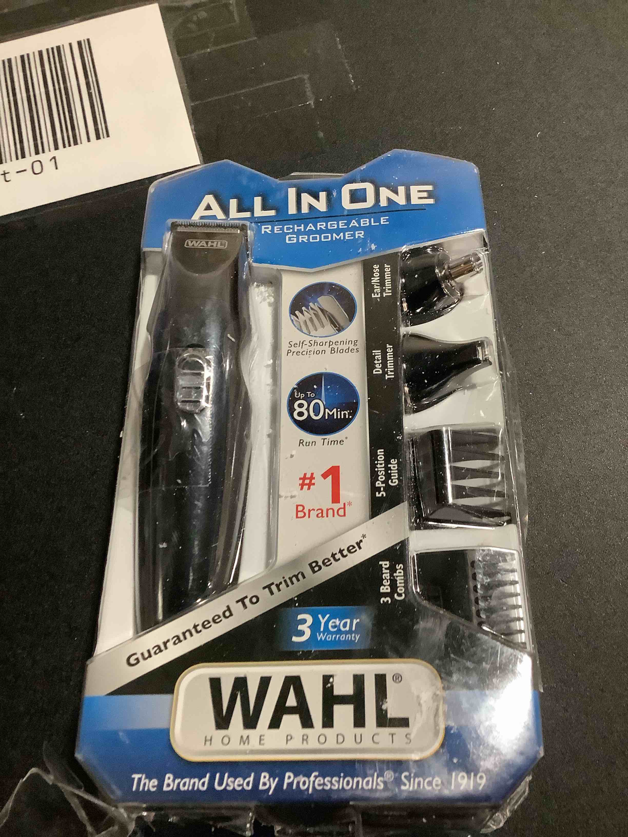 Condition photo showing New/Like New for Wahl All-in-One Cordless Rechargeable Electric Ear/Nose, Detail, and Beard Trimmer for Men β Mustache, Ear & Nose Hair, and Light Detail Grooming - Model 9685-200
