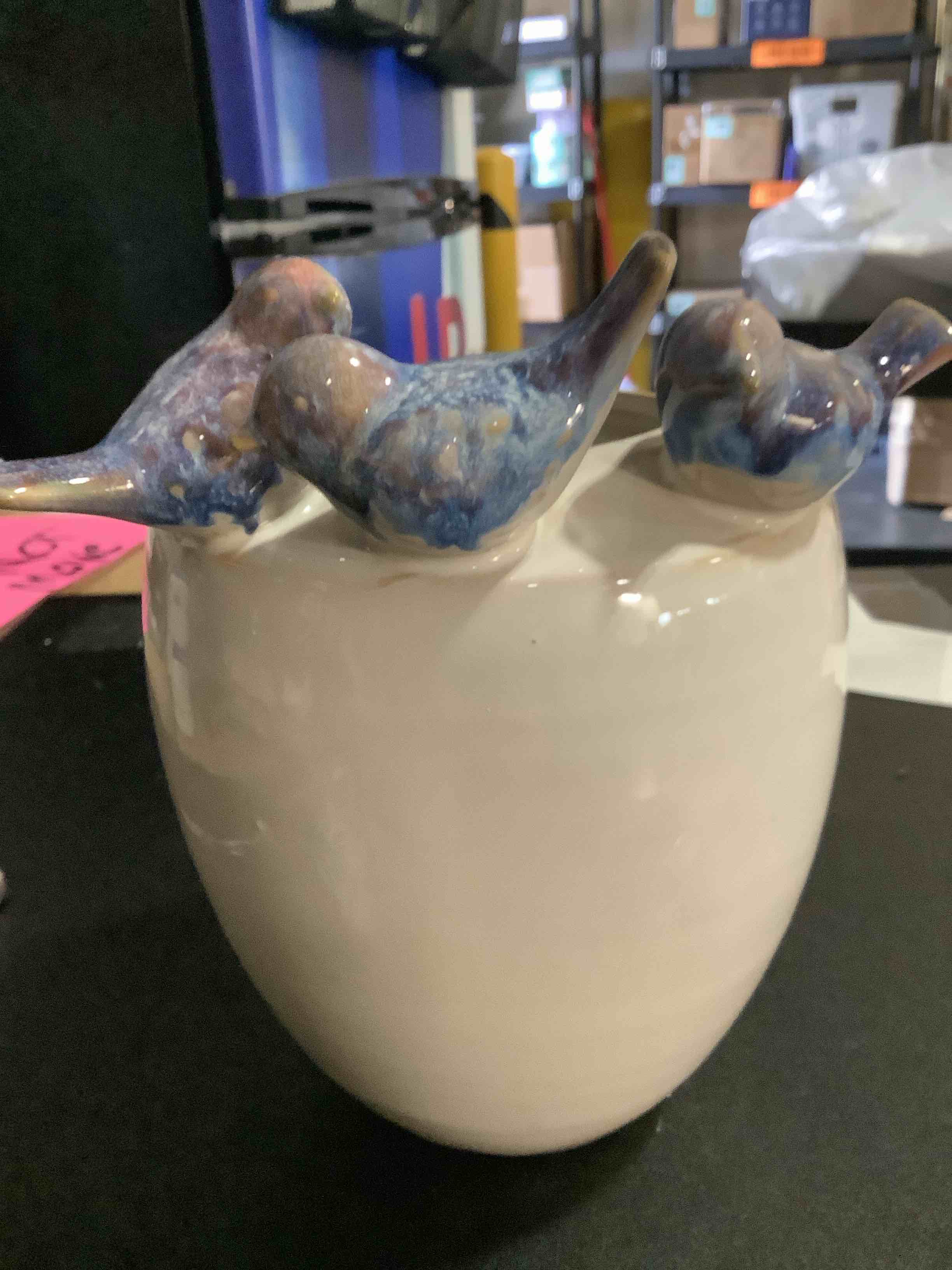 Condition photo showing As Is for Creative Co-Op 3D Birds Stoneware Planter/Vase, Multicolor