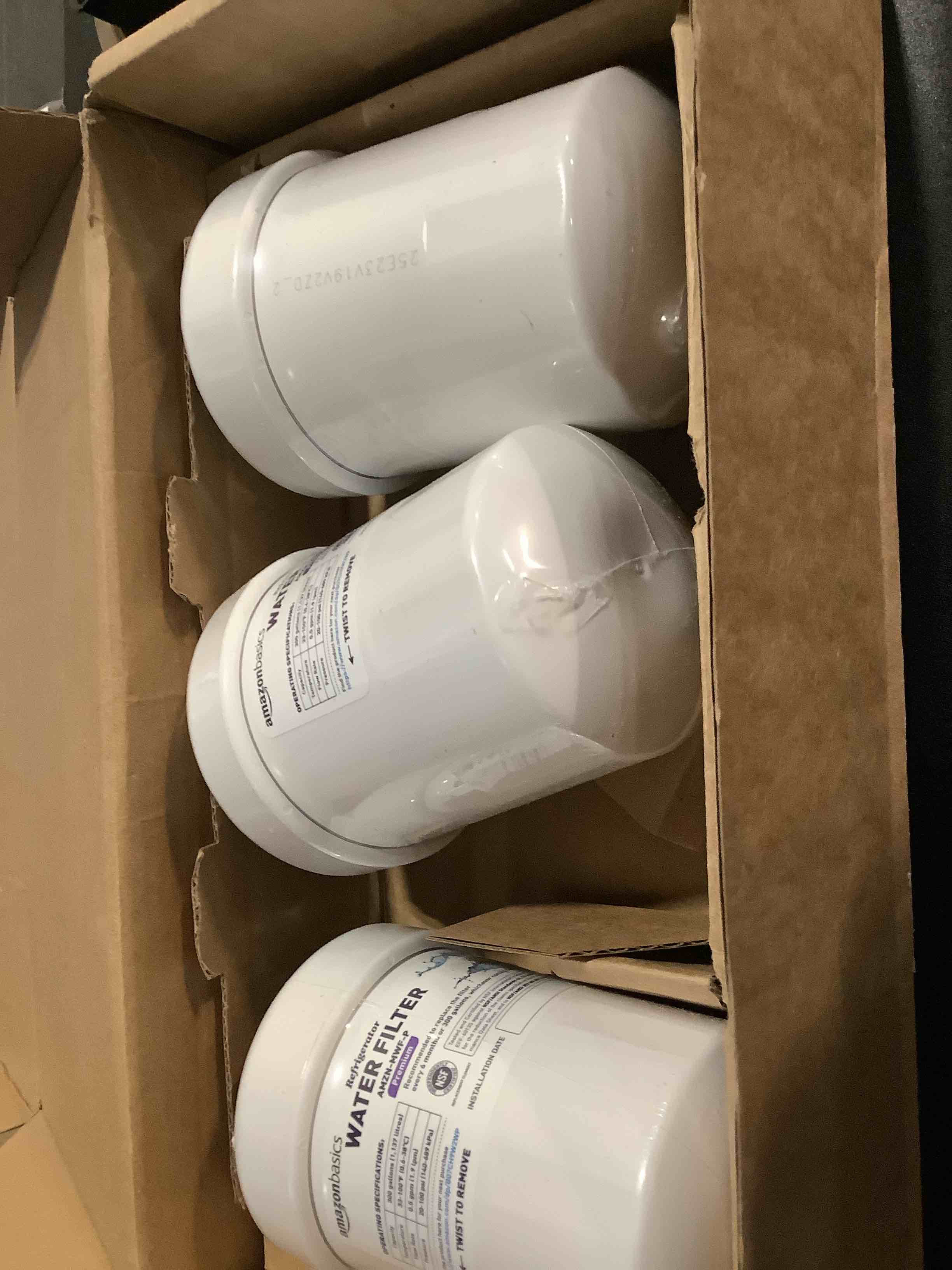 Condition photo showing New/Like New for Amazon Basics Replacement Water Filter Cartridge Compatible with GE MWF Refrigerator, Pack of 3, Standard Filtration