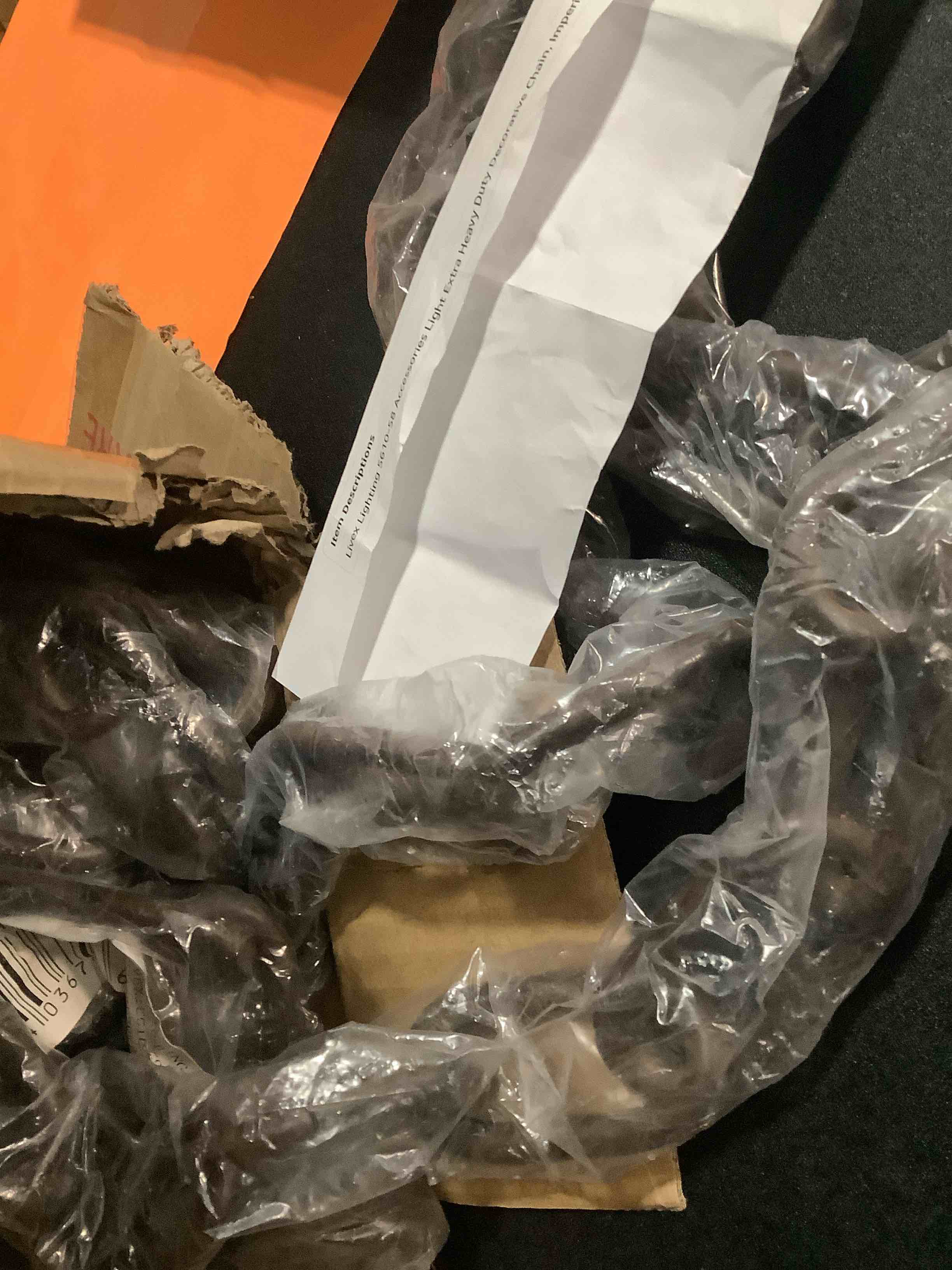 Condition photo showing New/Like New for Livex Lighting 5610-58 Accessories Light Extra Heavy Duty Decorative Chain, Imperial Bronze