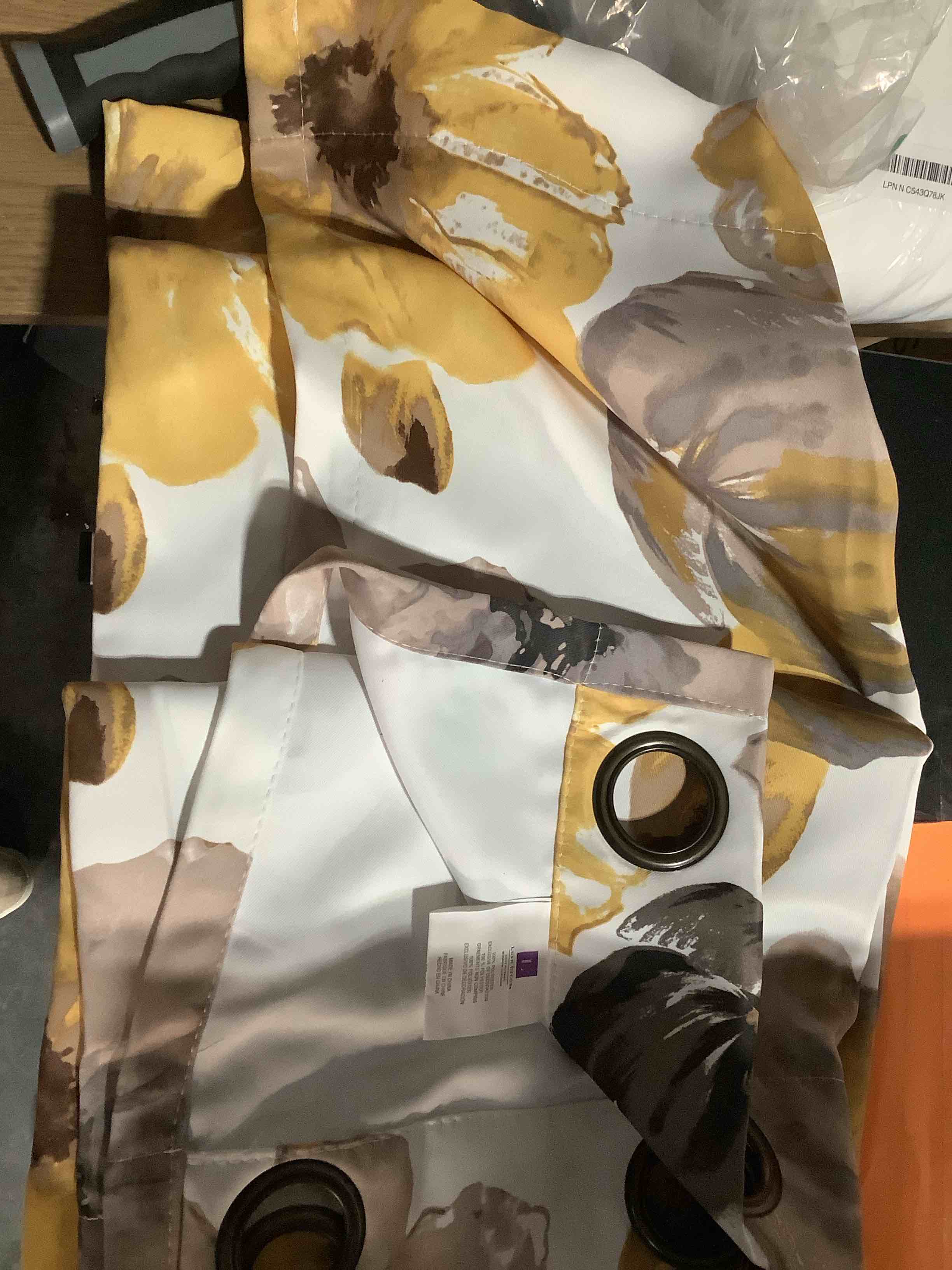 Condition photo showing New/Like New for Lush Decor Leah Light Filtering Window Curtain Panels, Pair, 52" W x 63" L, Yellow & Gray - Floral Curtains - Colorful Spring Watercolor Flowers - Short Curtains for Bedroom, Living Room & Dining Room