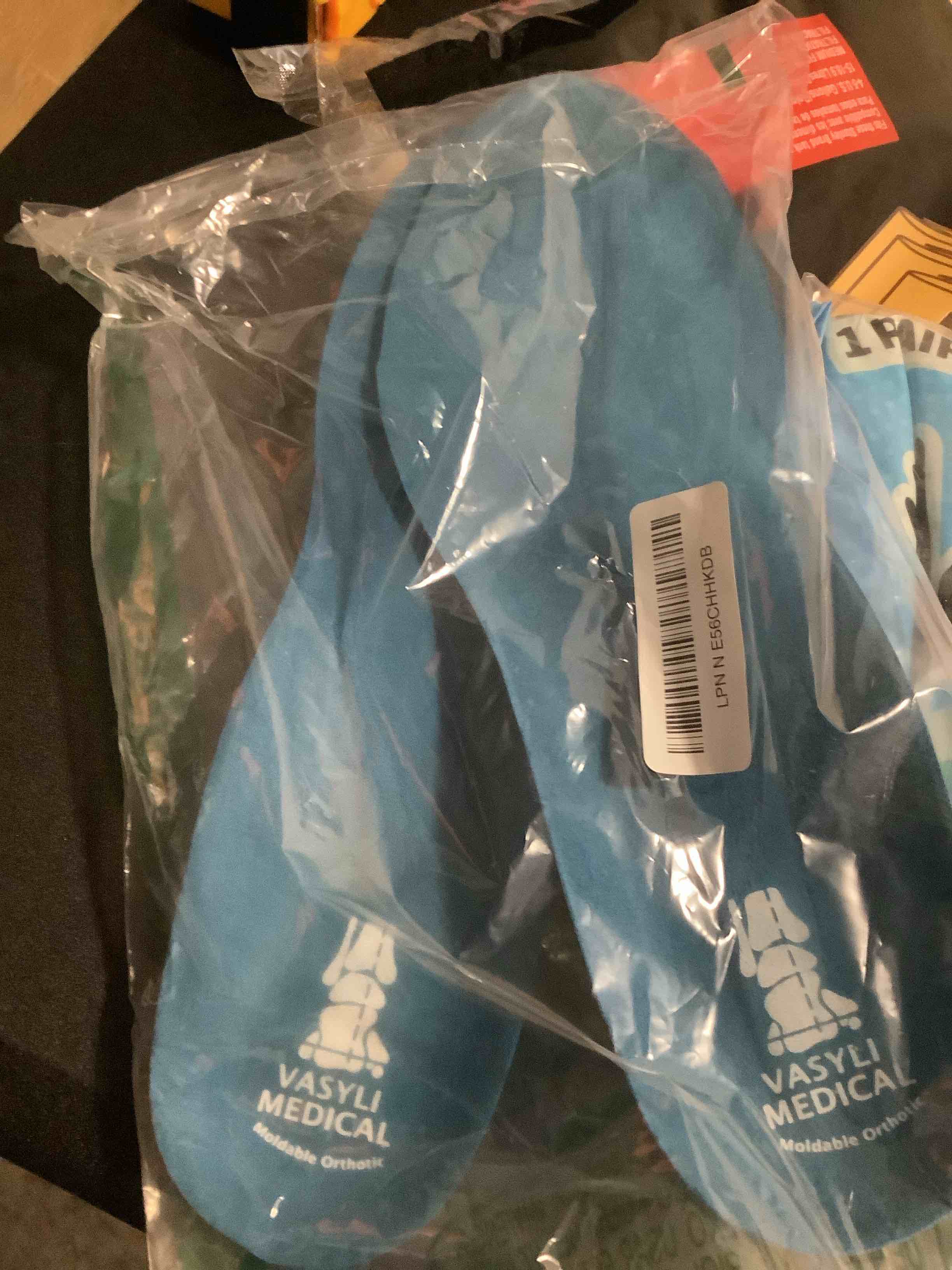 Condition photo showing New/Like New for Custom Full Length Insoles, Blue, Large, Heel Grid Reduces Slippage, Medium Density, Biomechanical Control, Effective Pain Relief, Treats Pronation, Built-In Rearfoot Varus Angle