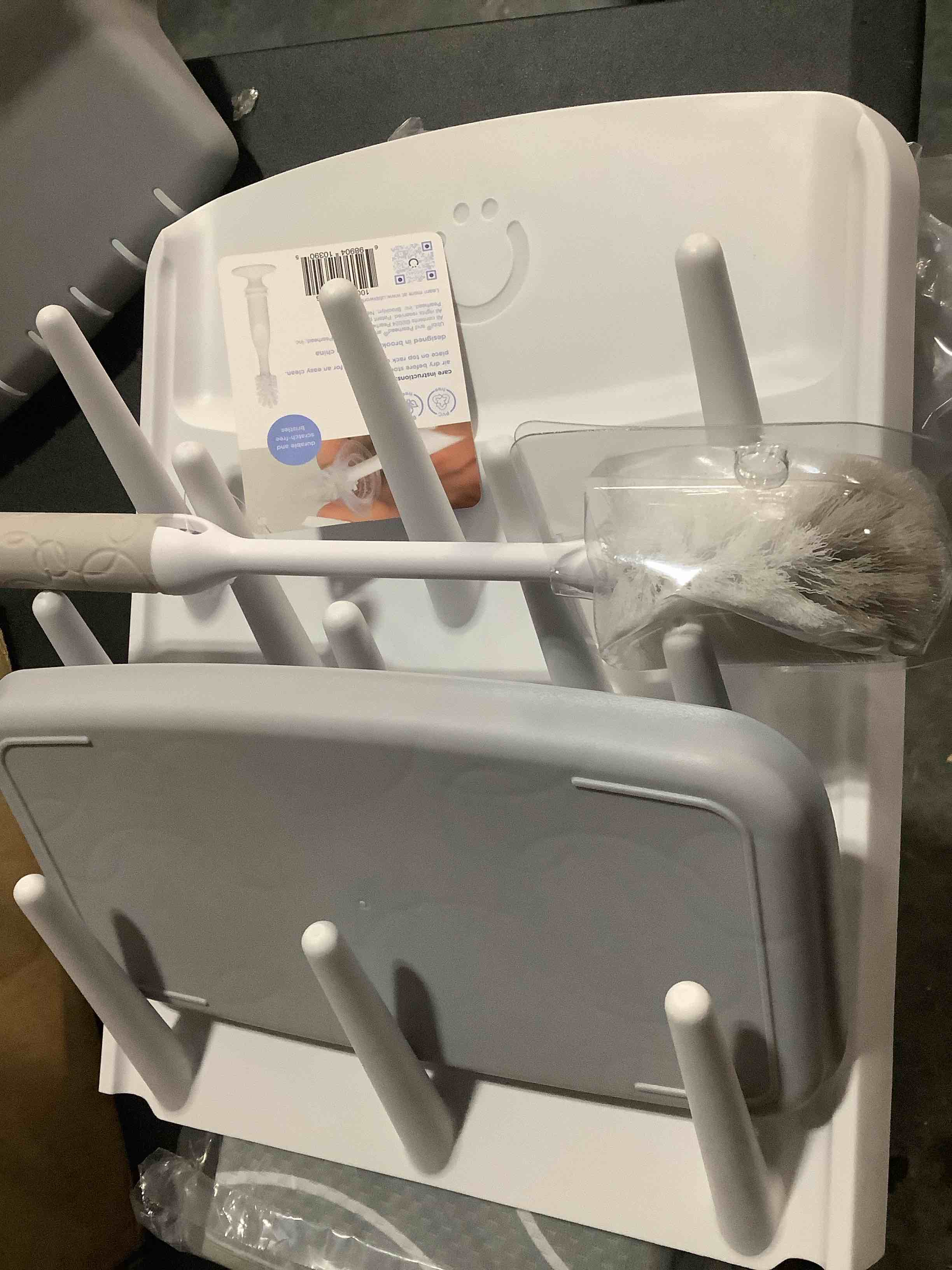 Condition photo showing Good Condition for Ubbi Vertical Bottle Drying Rack, Bottle Brush & Microfiber Drying Mat Bundle, Newborn Baby Essentials, Baby Registry Must Haves, New Parent Gifts, Gray