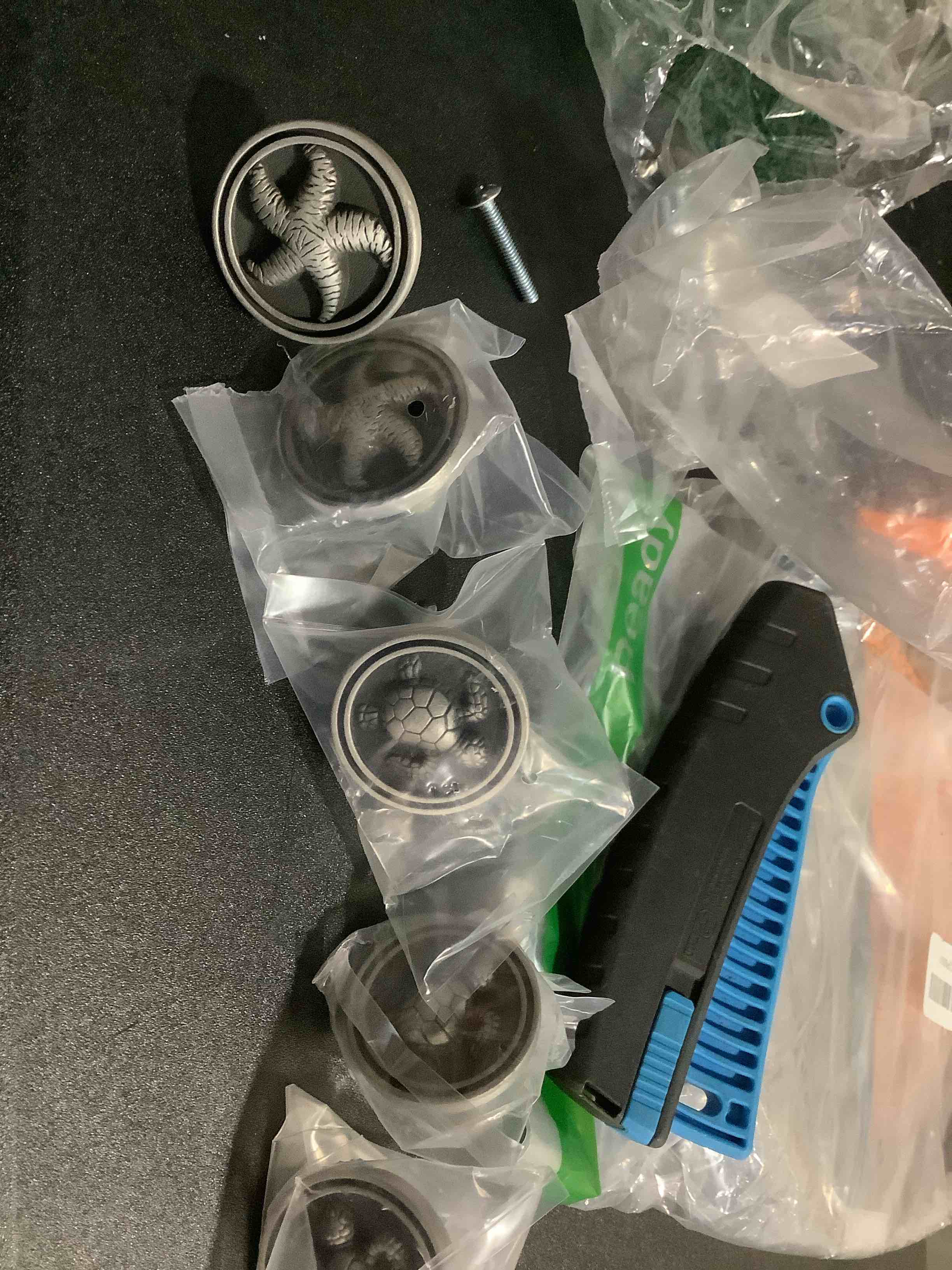 Condition photo showing As Is for SIMILAR TO**Franklin Brass 5 Pack Brushed Pewter Cabinet Knobs 1-7/16 inch (37mm) Kitchen Cabinet Handles and Drawer Knobs for Cupboards, Dressers, Furniture, Bathroom Vanity | Seaside Cottage