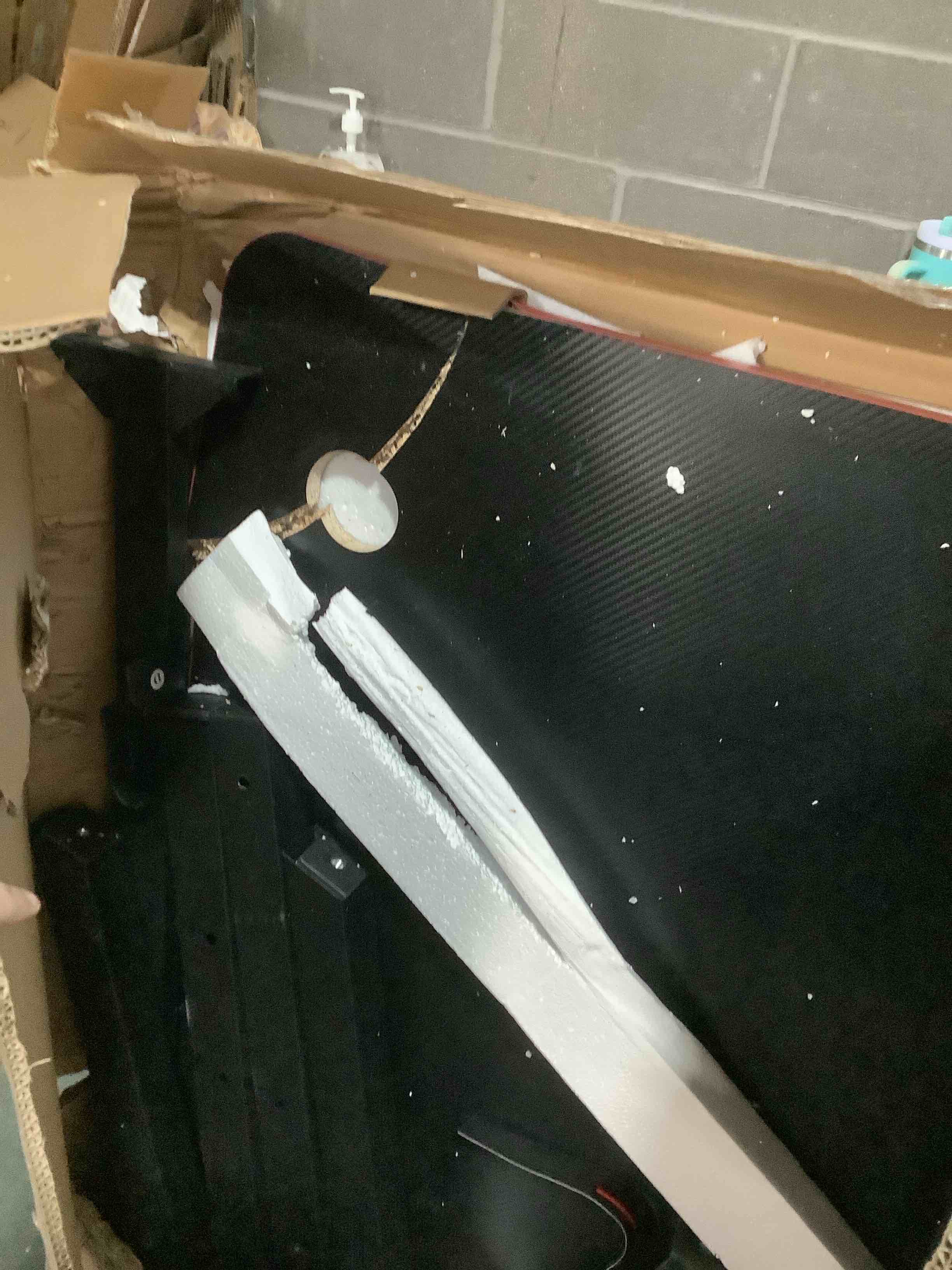 Condition photo showing As Is for FDW Computer Desk,Gaming Desk 45.2 inches Student PC Desk Writing Desk Office Desk Extra Large Modern Ergonomic Racing Style Table Workstation Carbon Fiber Cup Holder Headphone Hook