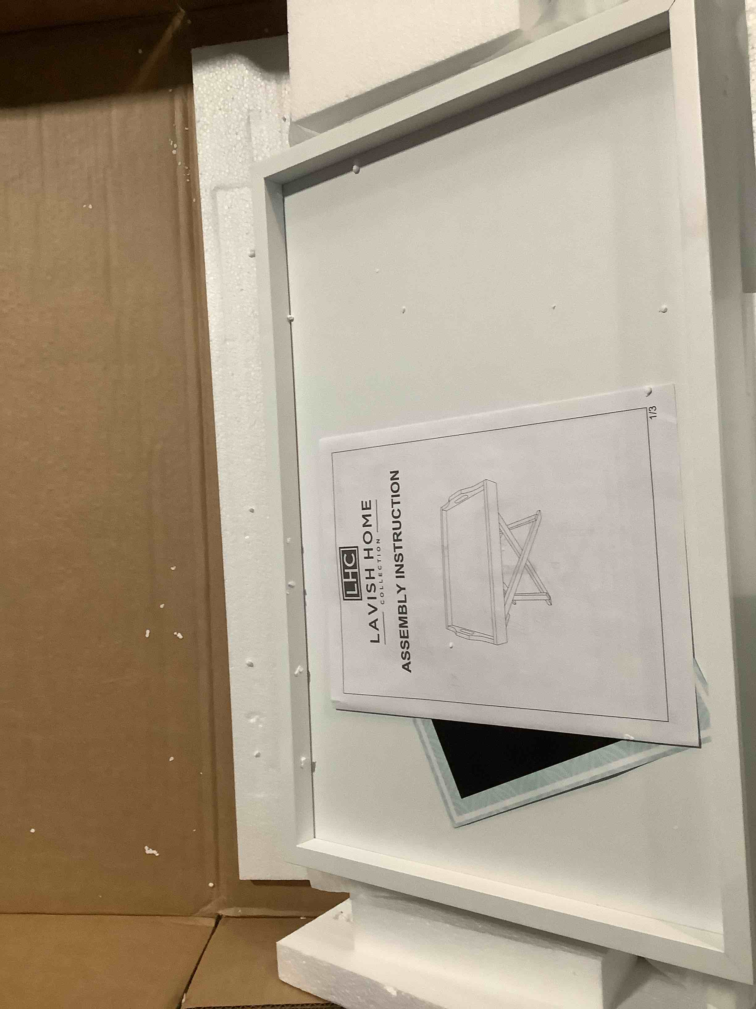 Condition photo showing Good Condition for Lavish Home Folding TV Tray Table - Contemporary Side Table with Removable Tray Top for Food Serving, Meals, or Decor in Living Room, Bedroom, or Home Office (Single, White)