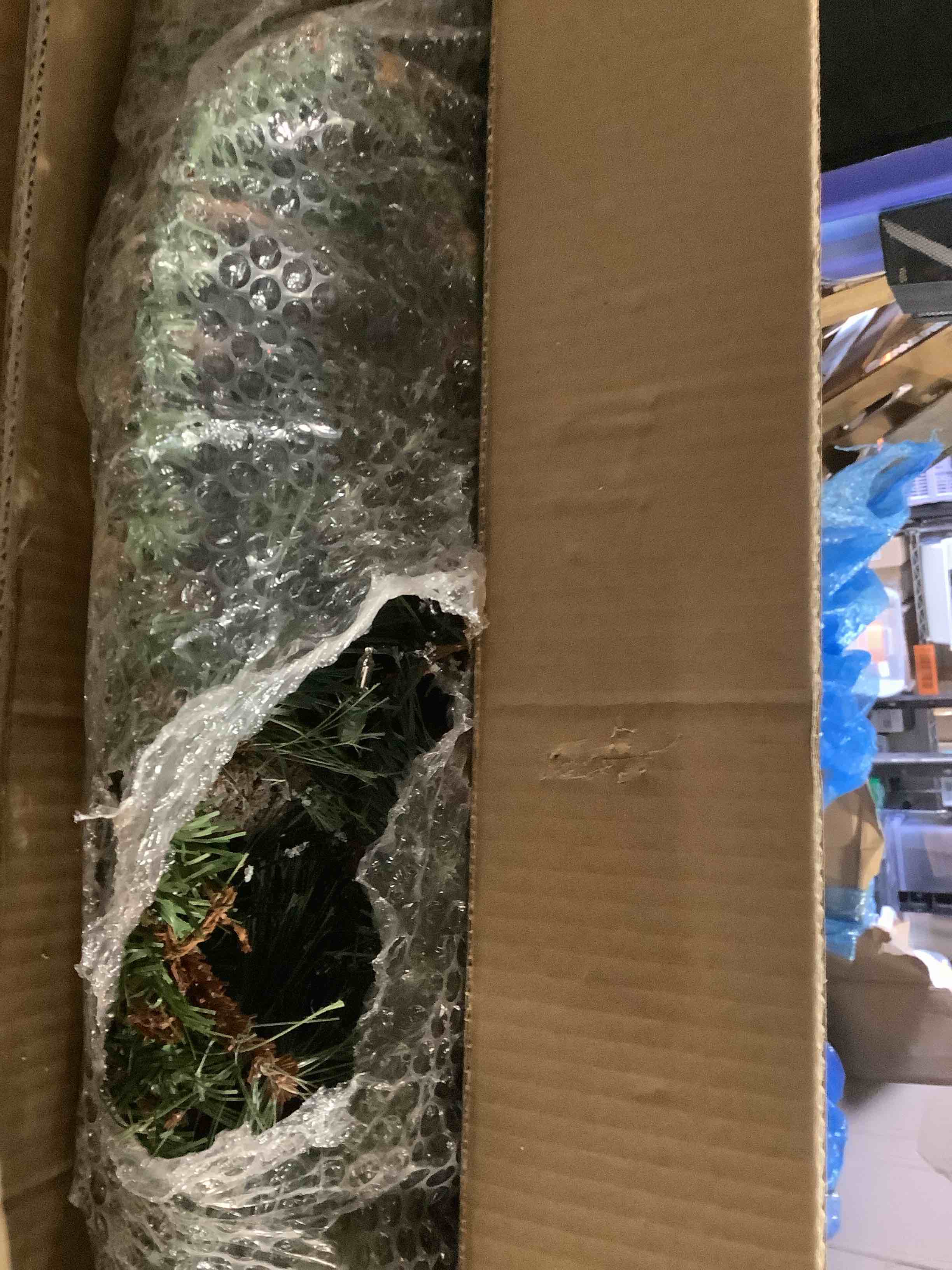 Condition photo showing Good Condition for National Tree Company Pre-Lit Artificial Christmas Garland, Green, Glittery Bristle Pine, White Lights, Decorated With Pine Cones, Frosted Branches, Plug In, Christmas Collection, 9 Feet