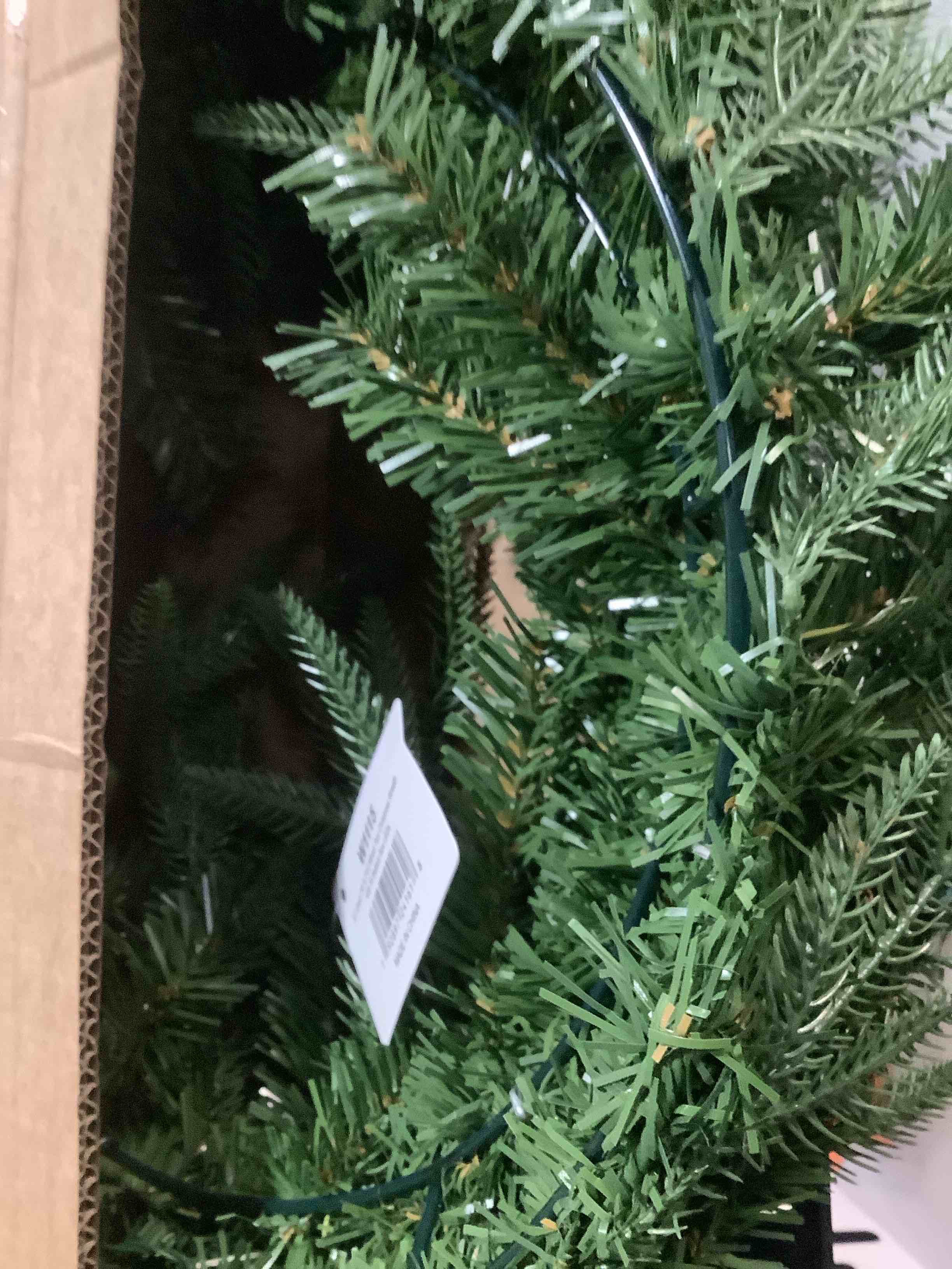 Condition photo showing Good Condition for Nearly Natural 24in. Long Pine Artificial Christmas Wreath with 35 Clear LED Lights